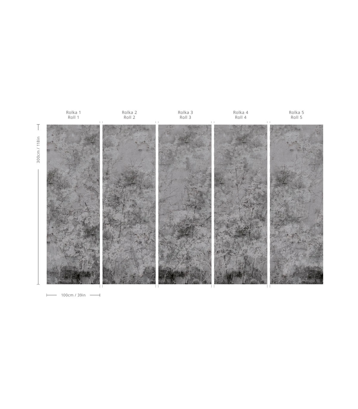 Gray and Black Floral Pattern Wallpaper STEMS