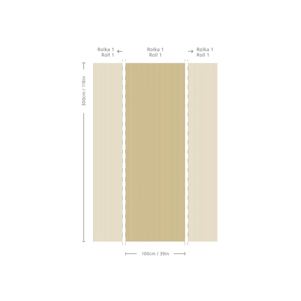 Geometric Pattern Wallpaper in Stripe Meadow Mustard with Gray