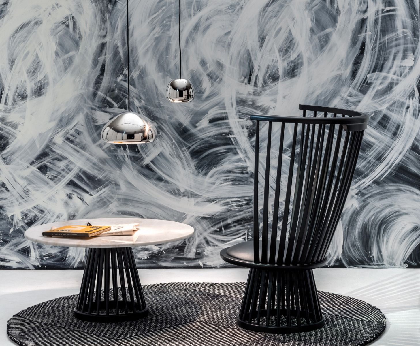 Coffee table fan white marble with an oak base