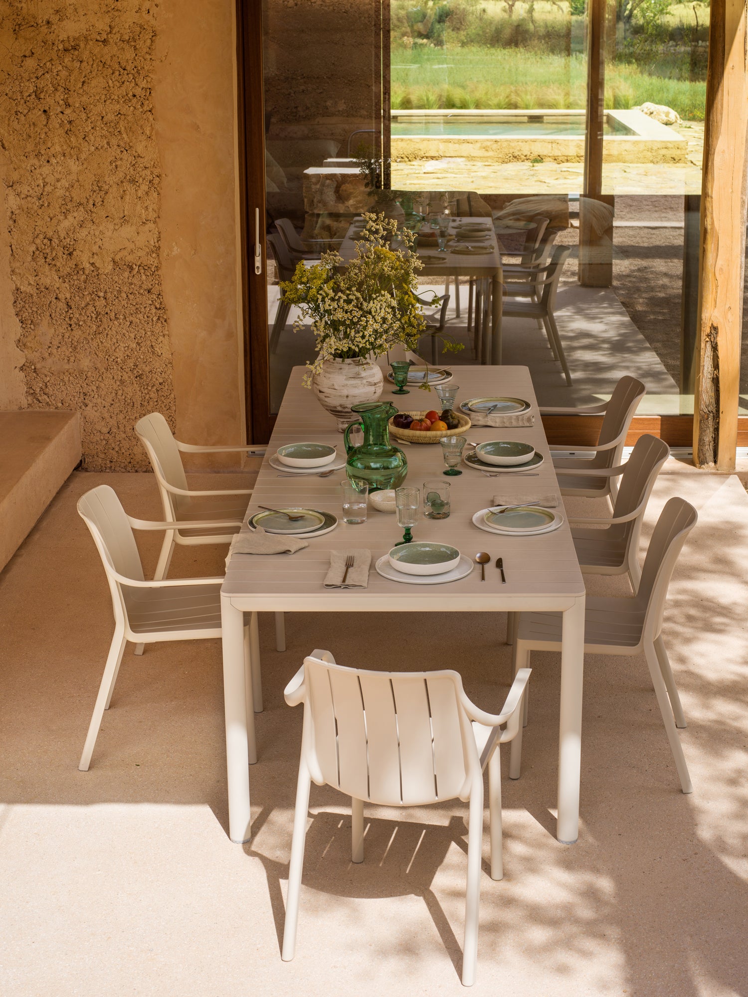 TIBERINA taupe outdoor chair with armrests