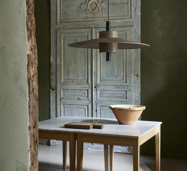 The lamp hanging dark brown