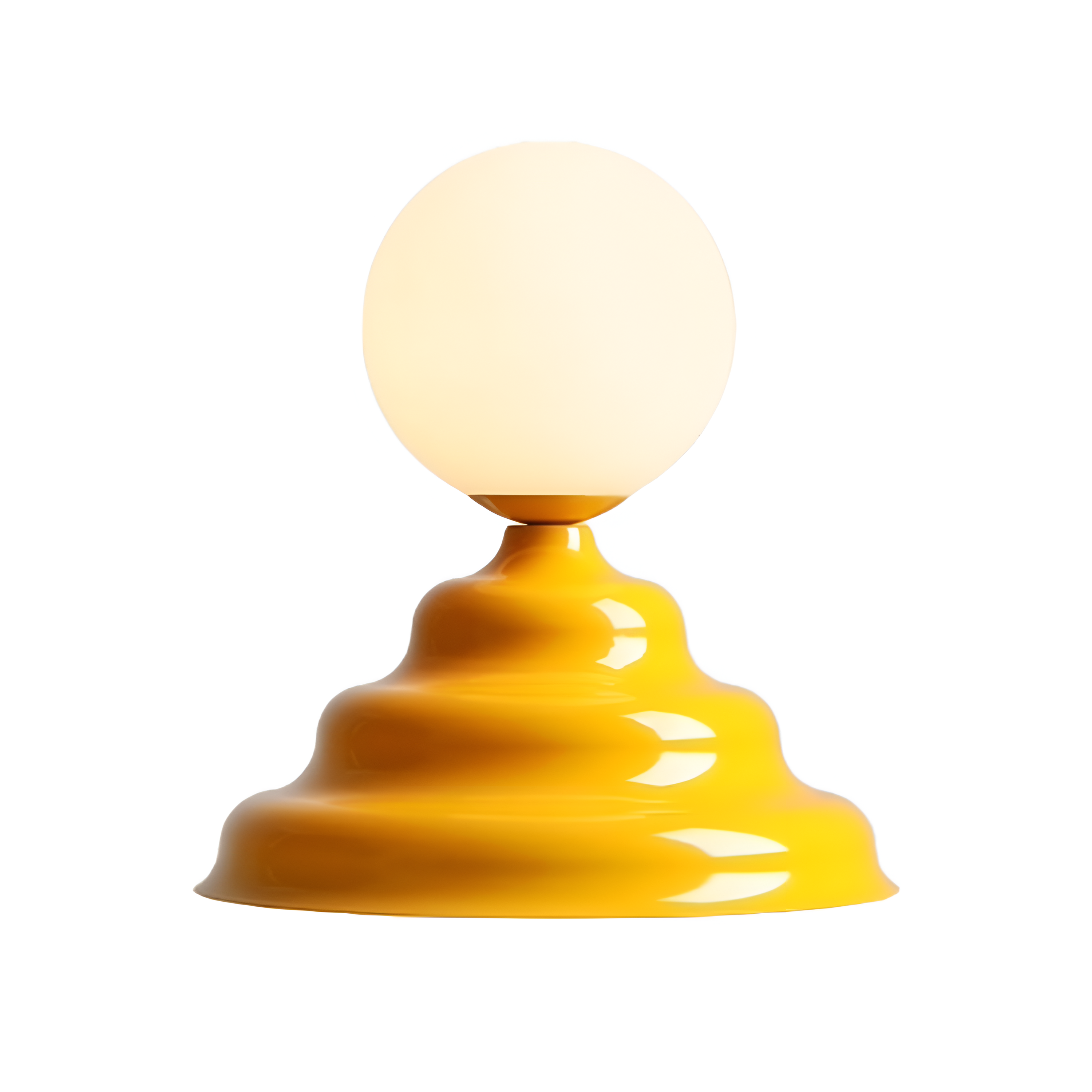 Table lamp with a glass lampshade yellow wave