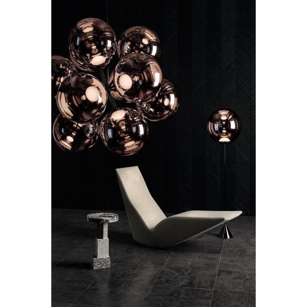 Globe copper burst chandelier