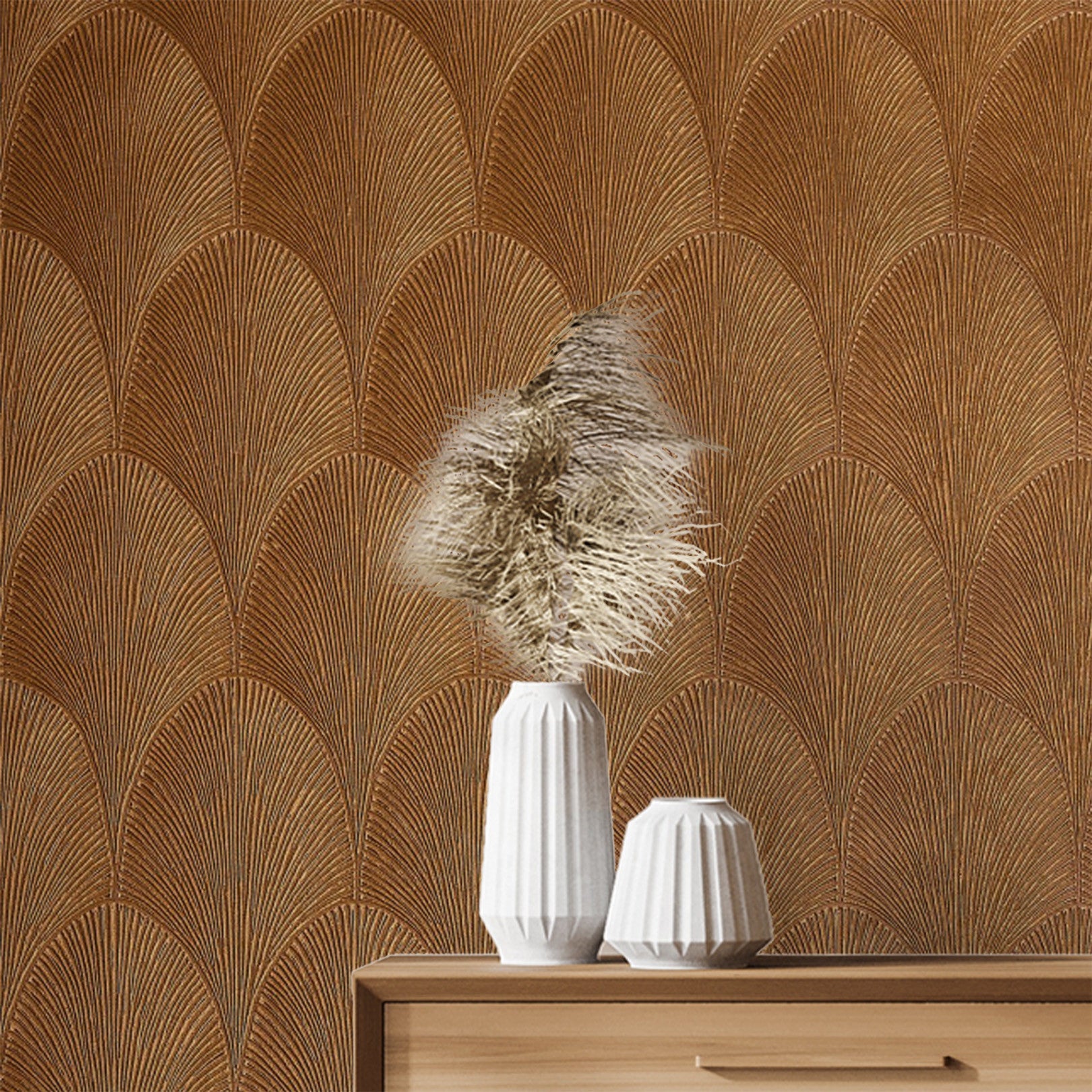 Metallic wallpaper with abstract pattern TOURMALINE - AMBRE amber