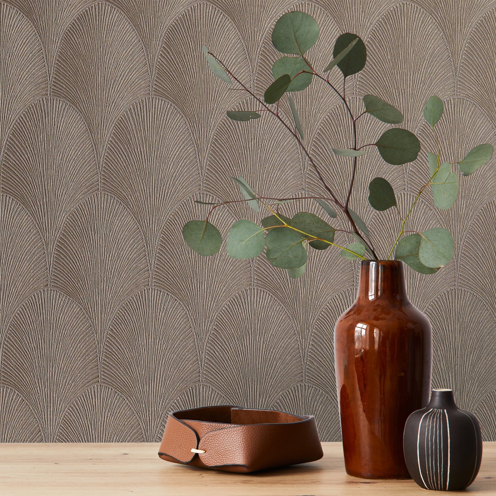 Metallic Wallpaper with Abstract Pattern TOURMALINE - TAUPE taupe