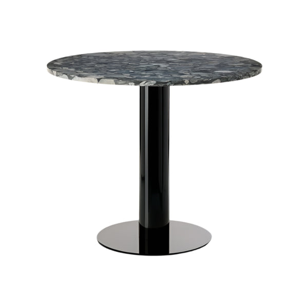 Round table tube stone marble with a black base