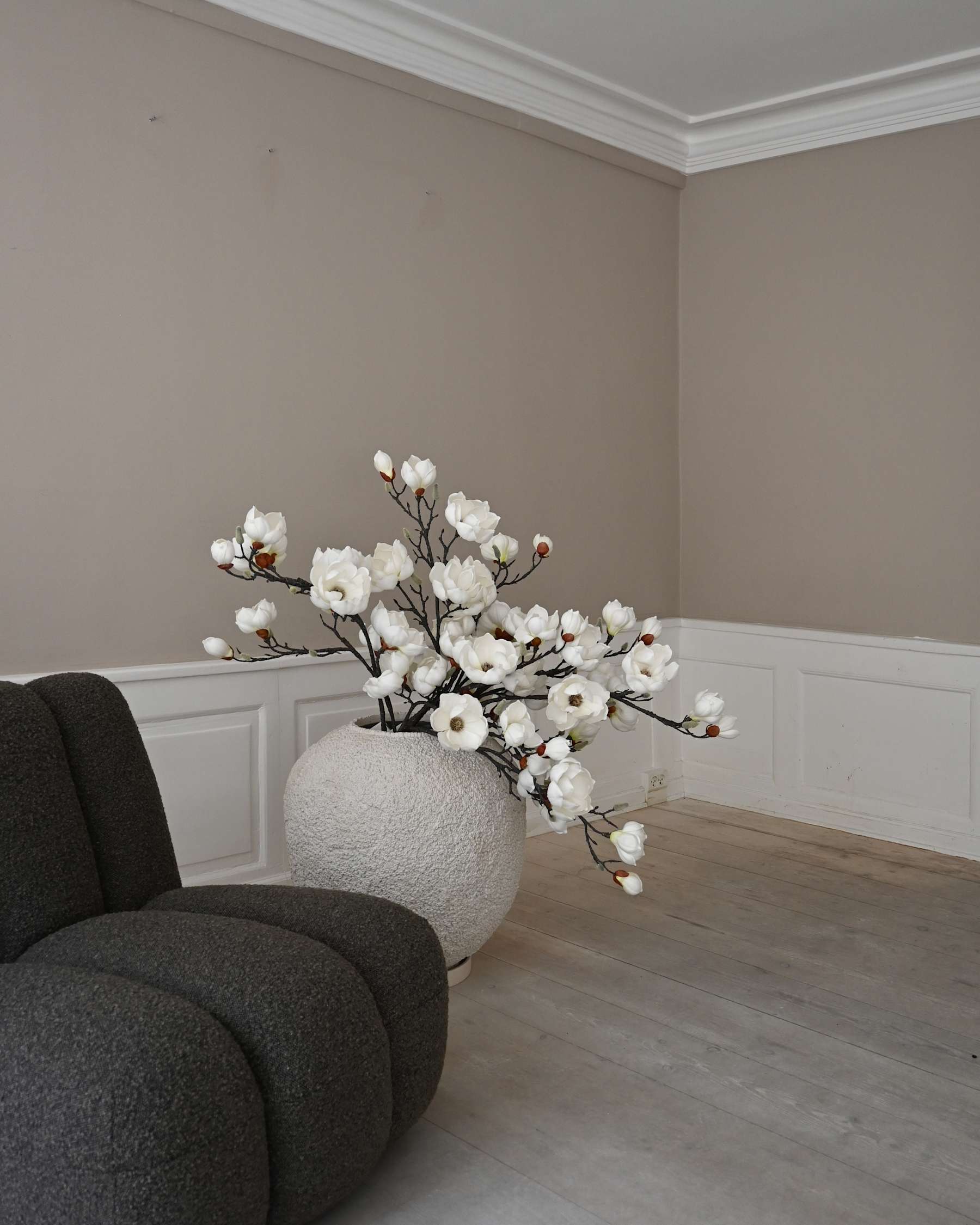 Armchair Toe Chair Bouclré gray-brown [Klaudia]