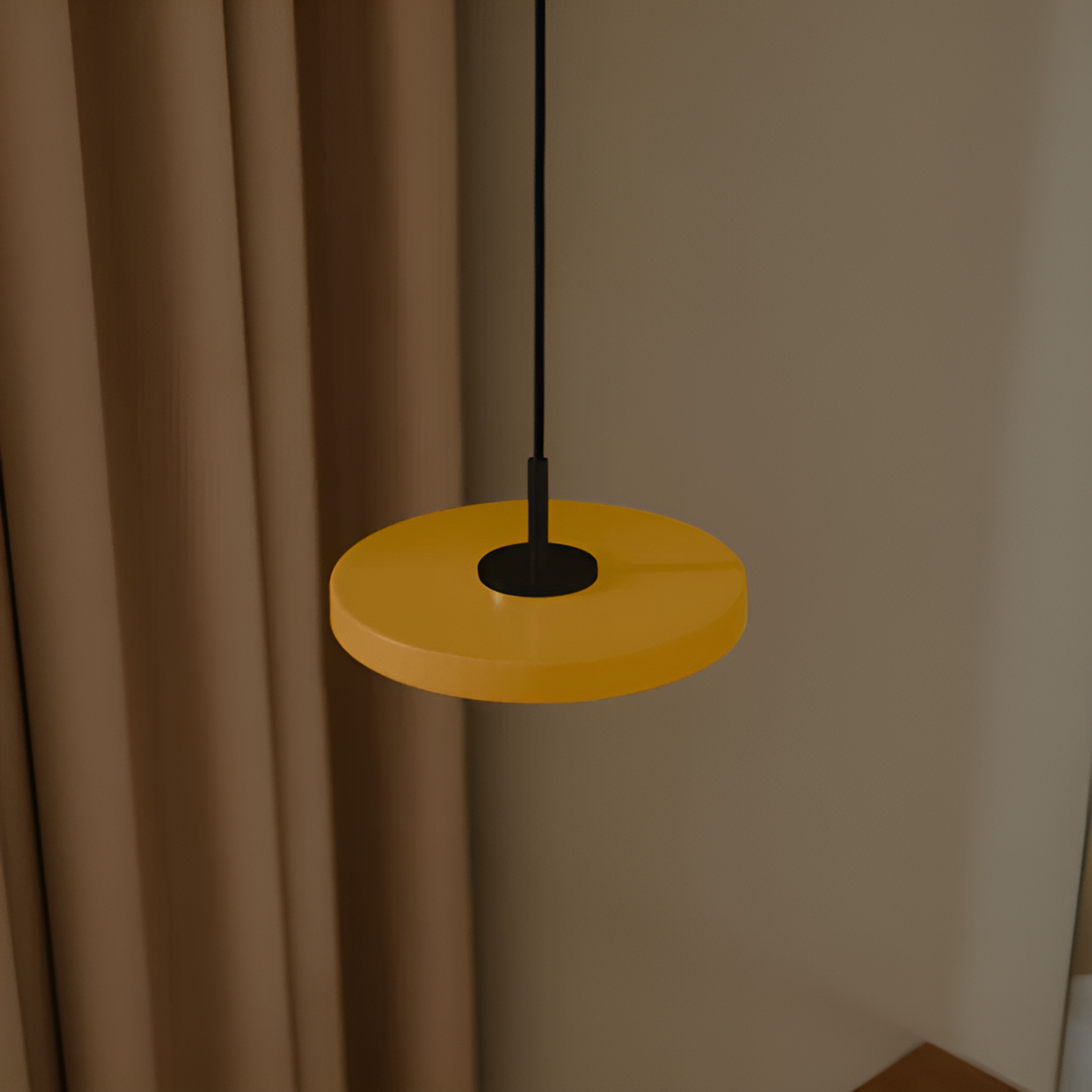 Asteria Micro Pendant Lamp Yellow with Black Insert