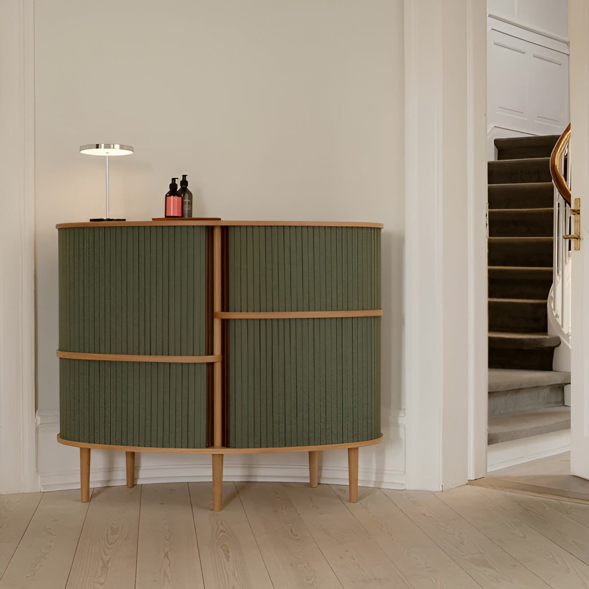 AUDACIOUS green chest of drawers with oak