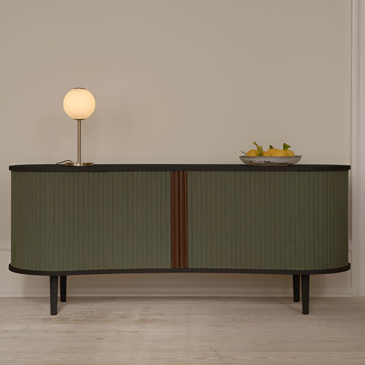 AUDACIOUS caramel RTV cabinet with black base