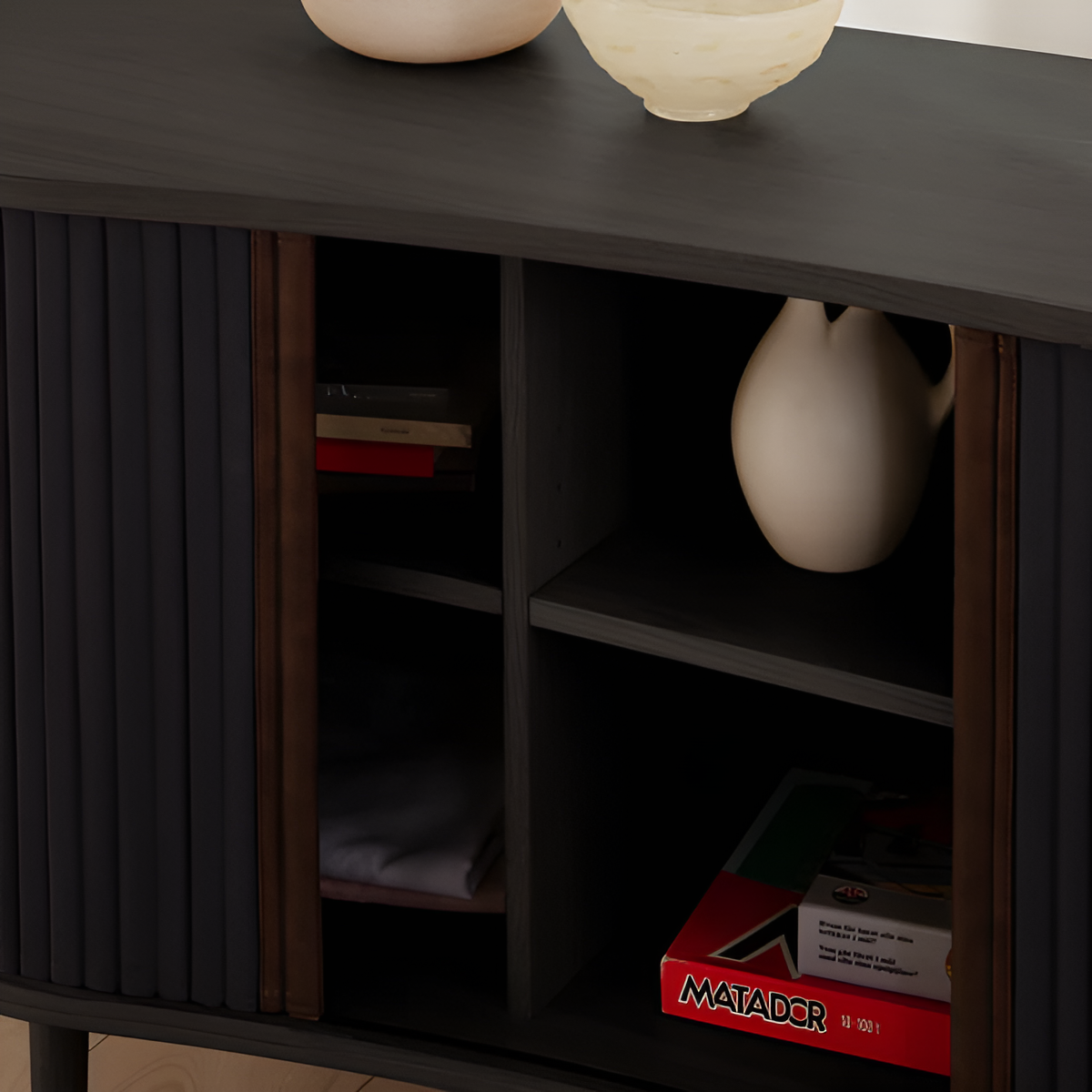 AUDACIOUS anthracite RTV cabinet with black base
