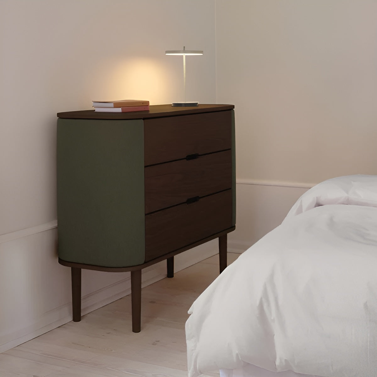 TREASURES cabinet green with dark oak base