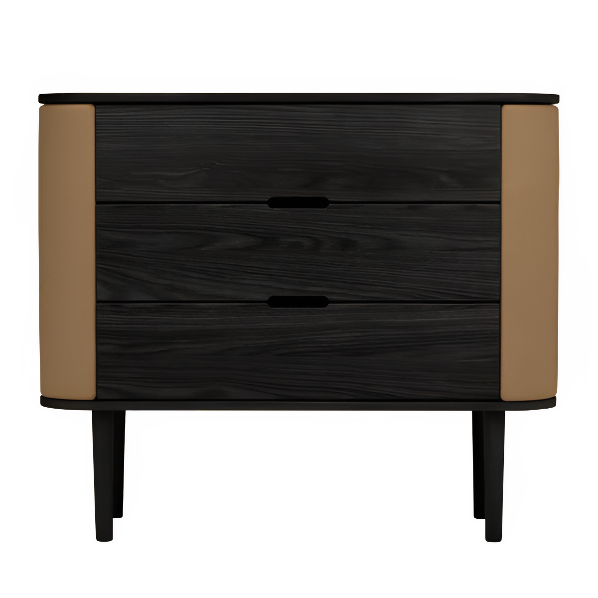 TREASURES cabinet in caramel with a black base