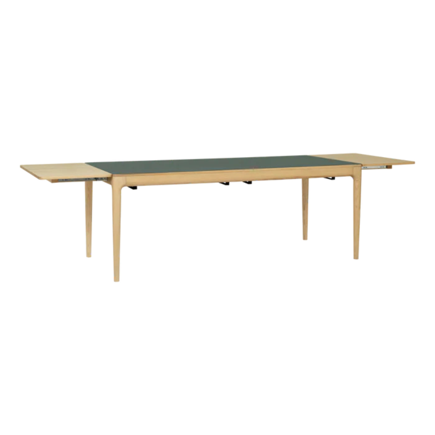 HEART'N'SOUL dark green extendable table with an oak base