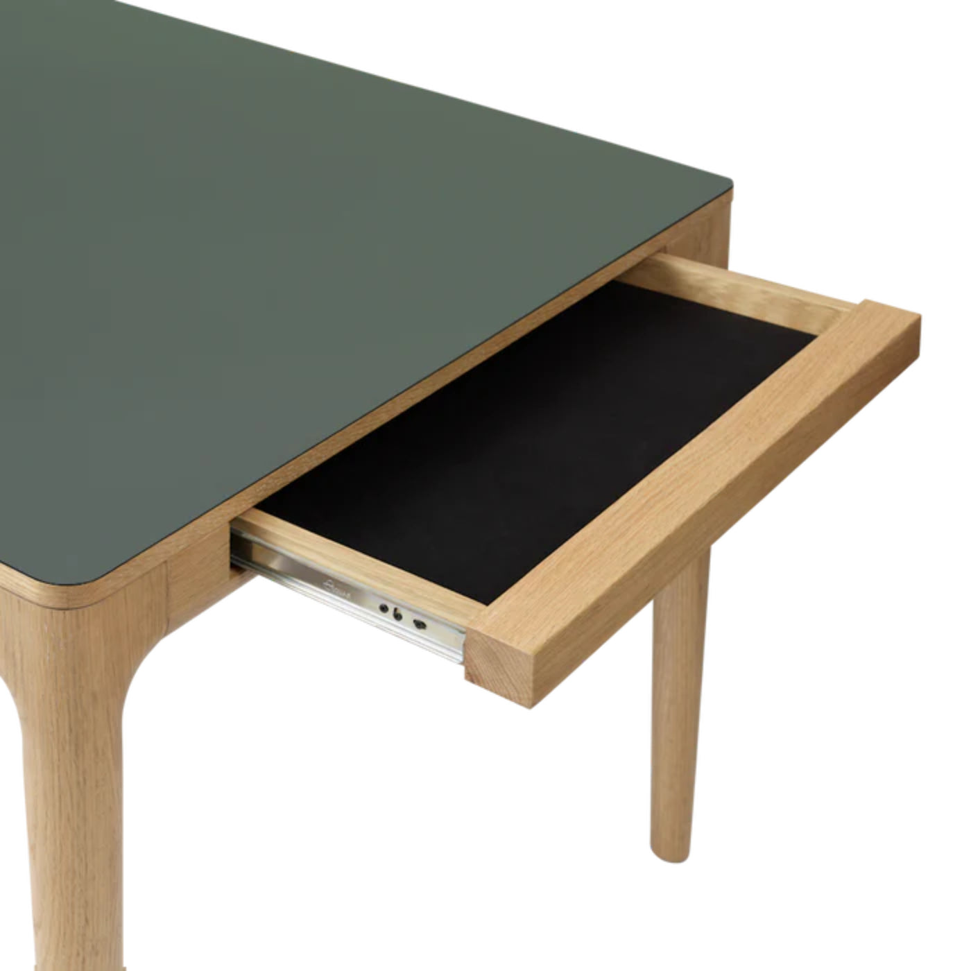 HEART'N'SOUL dark green extendable table with an oak base