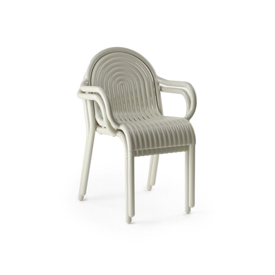 Chair with armrests outer groove broken white