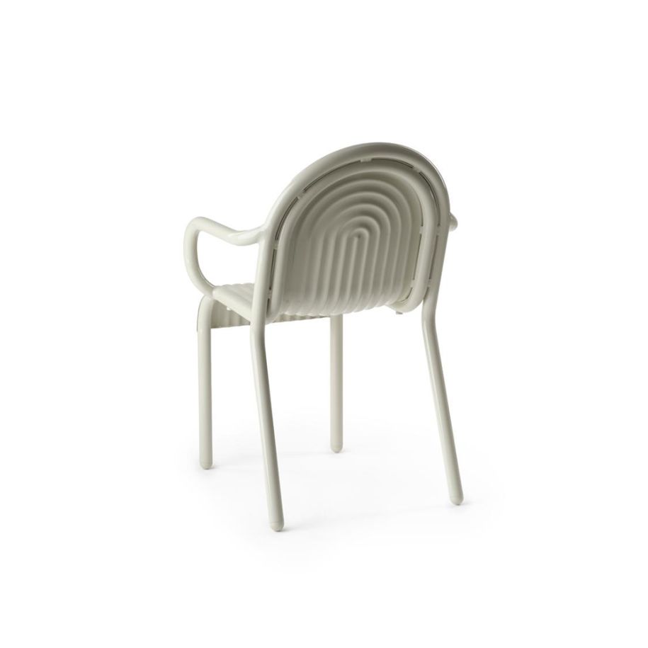 Chair with armrests outer groove broken white