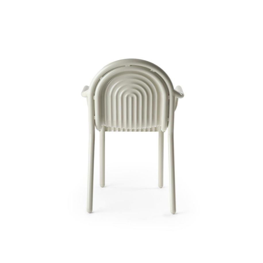 Chair with armrests outer groove broken white