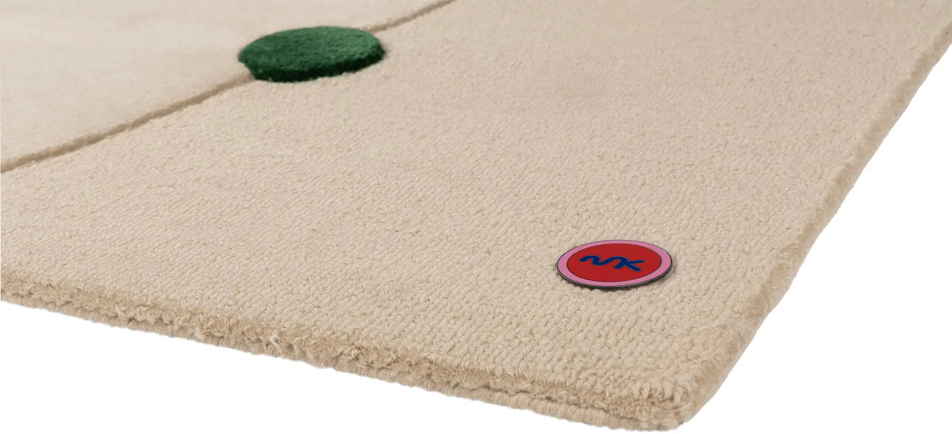 Beige ROME rug with red and green accents