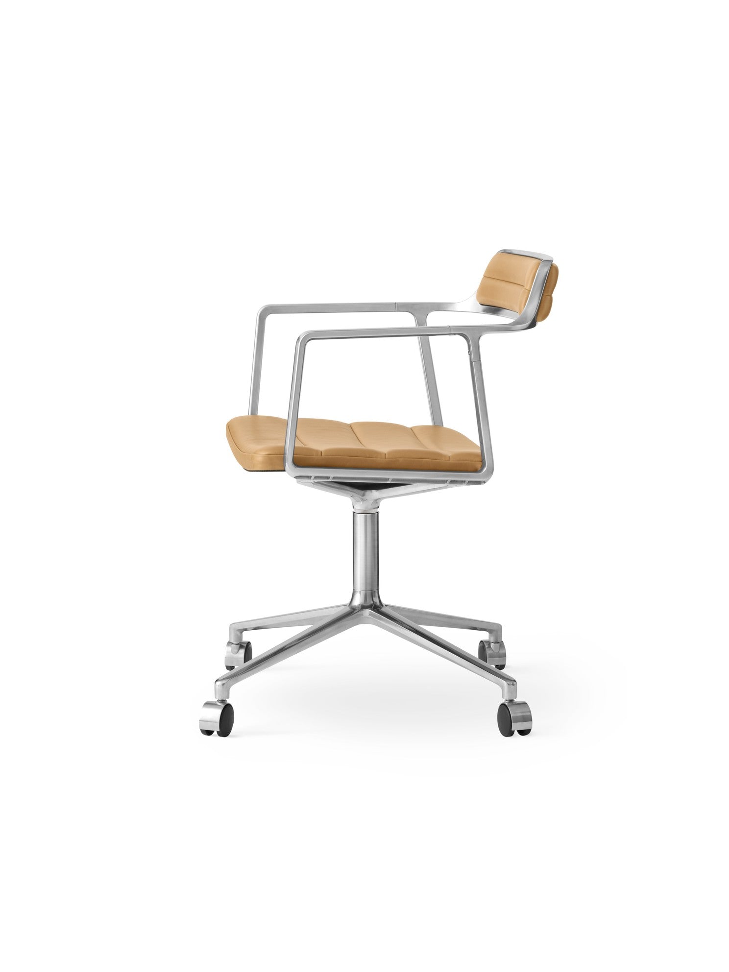 Office chair 452 caramel leather with metal base