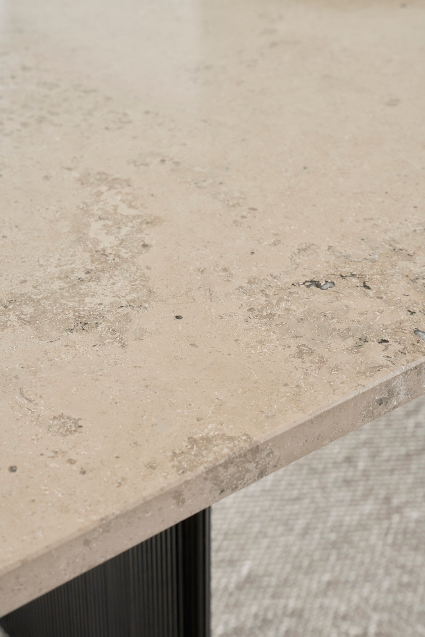 CABIN Table with Gray Limestone Top and Dark Oak Base