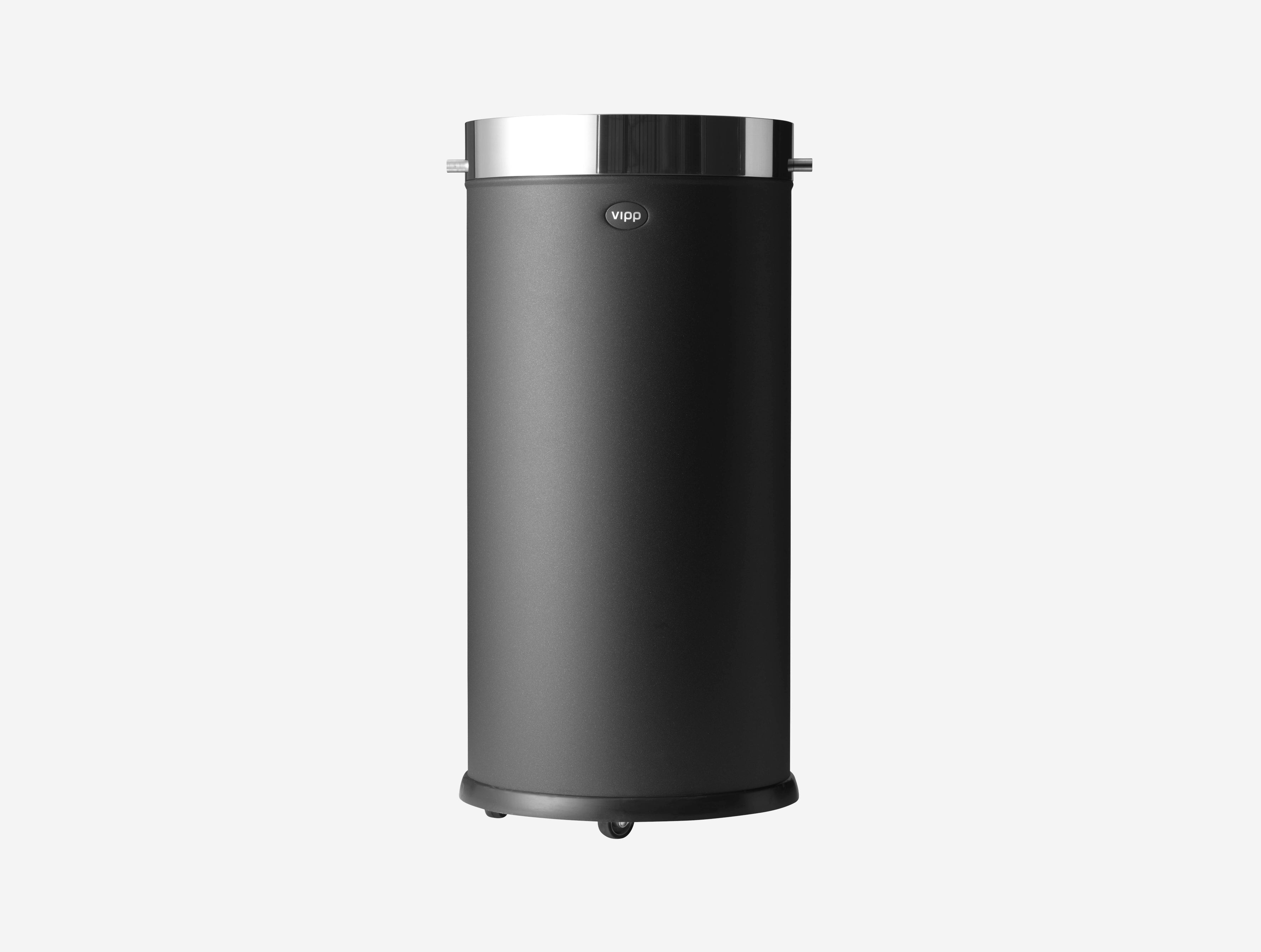 VIPP black office waste bin with silver lid