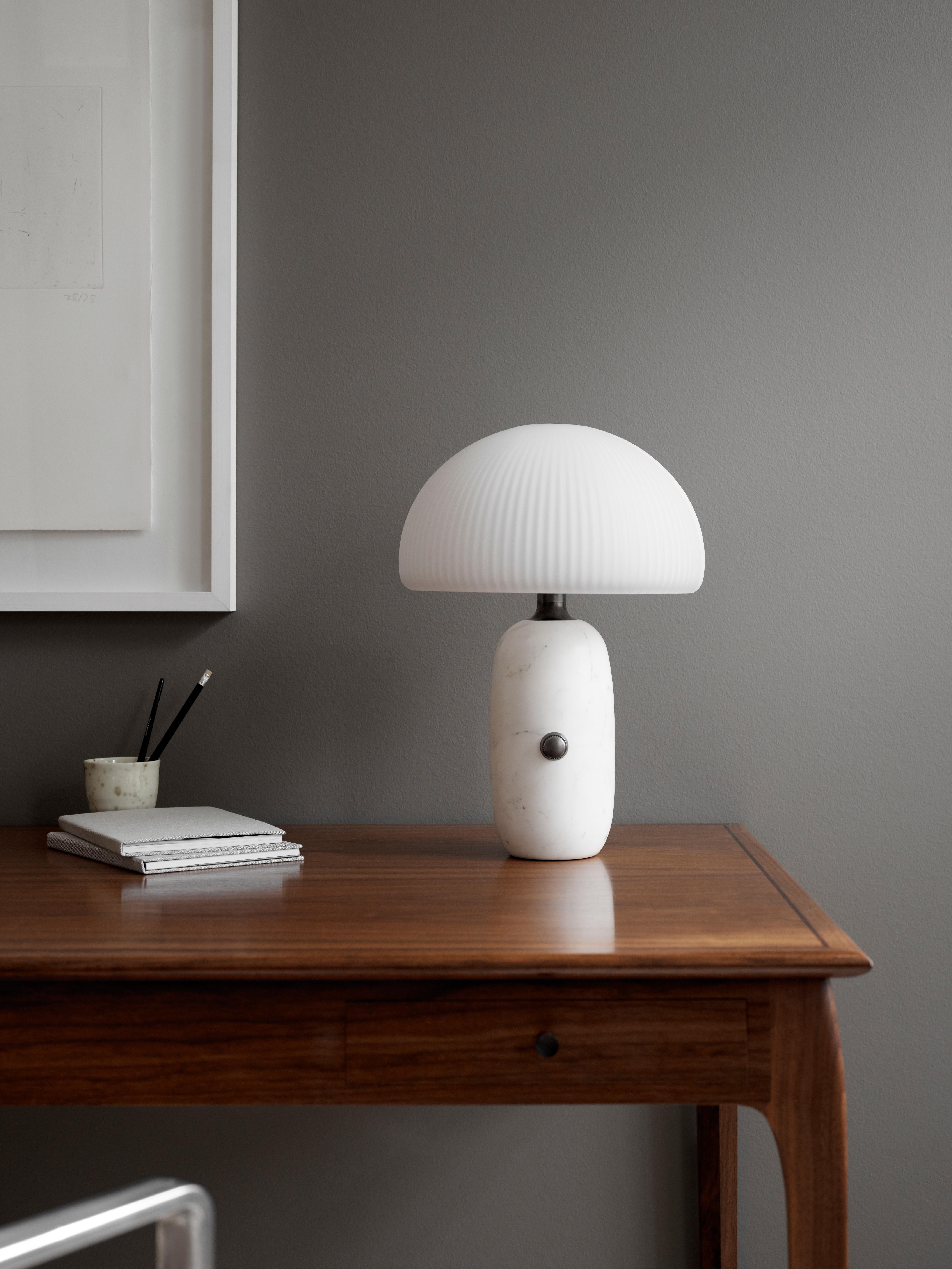 Sculpture Table Lamp White Marble