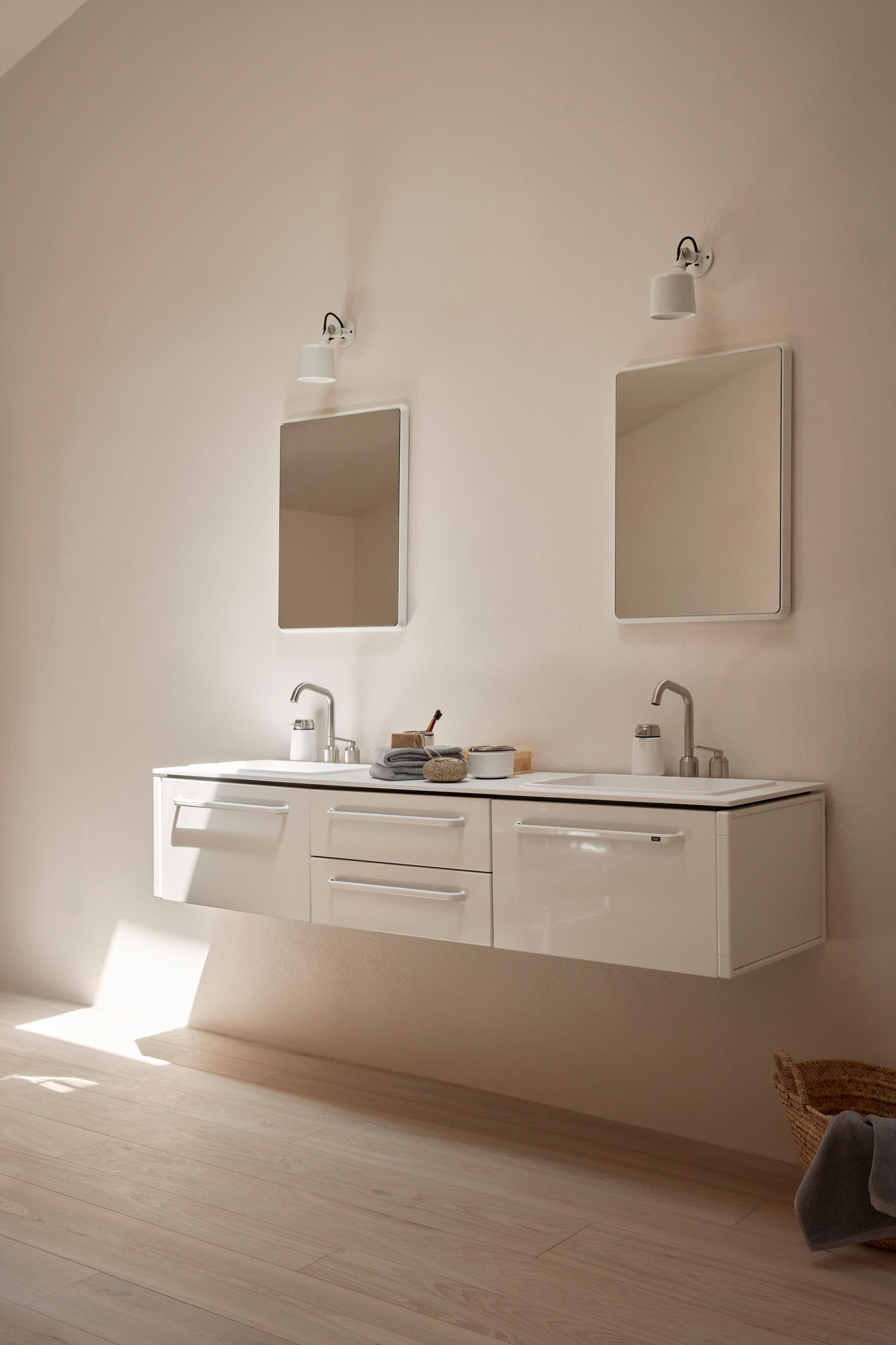 VIPP bathroom mirror with white aluminum frame