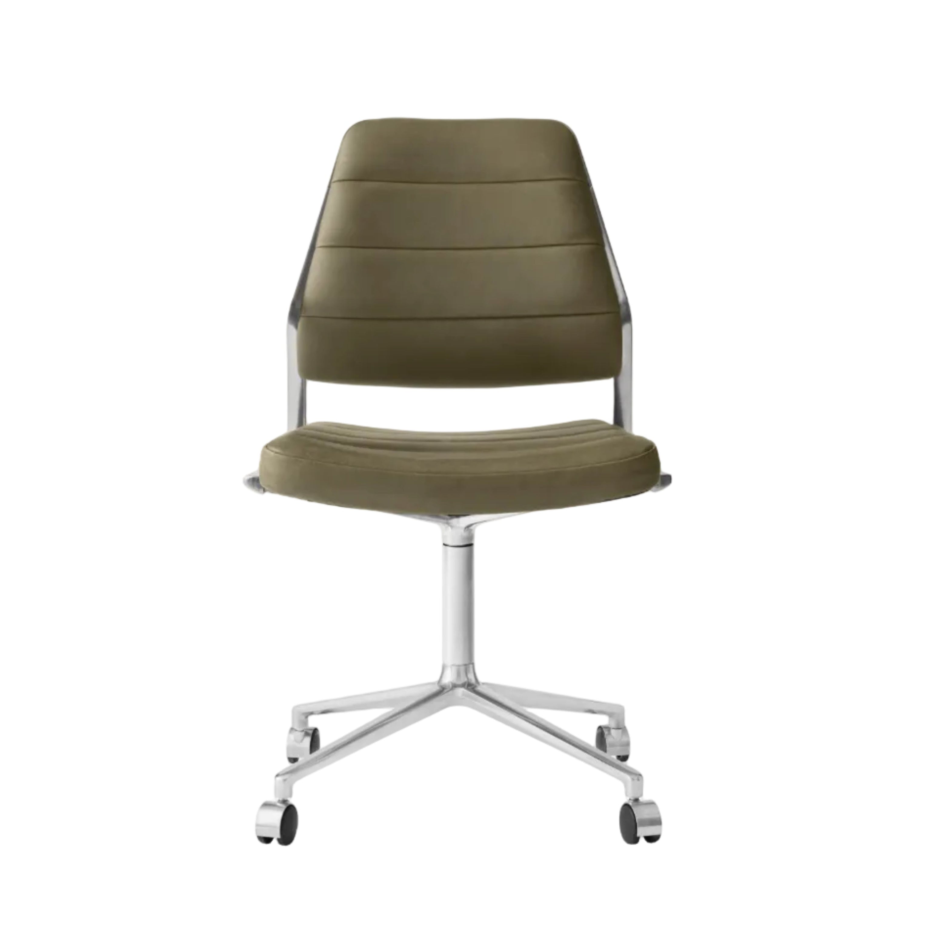 Office chair 454 green leather with a metal base