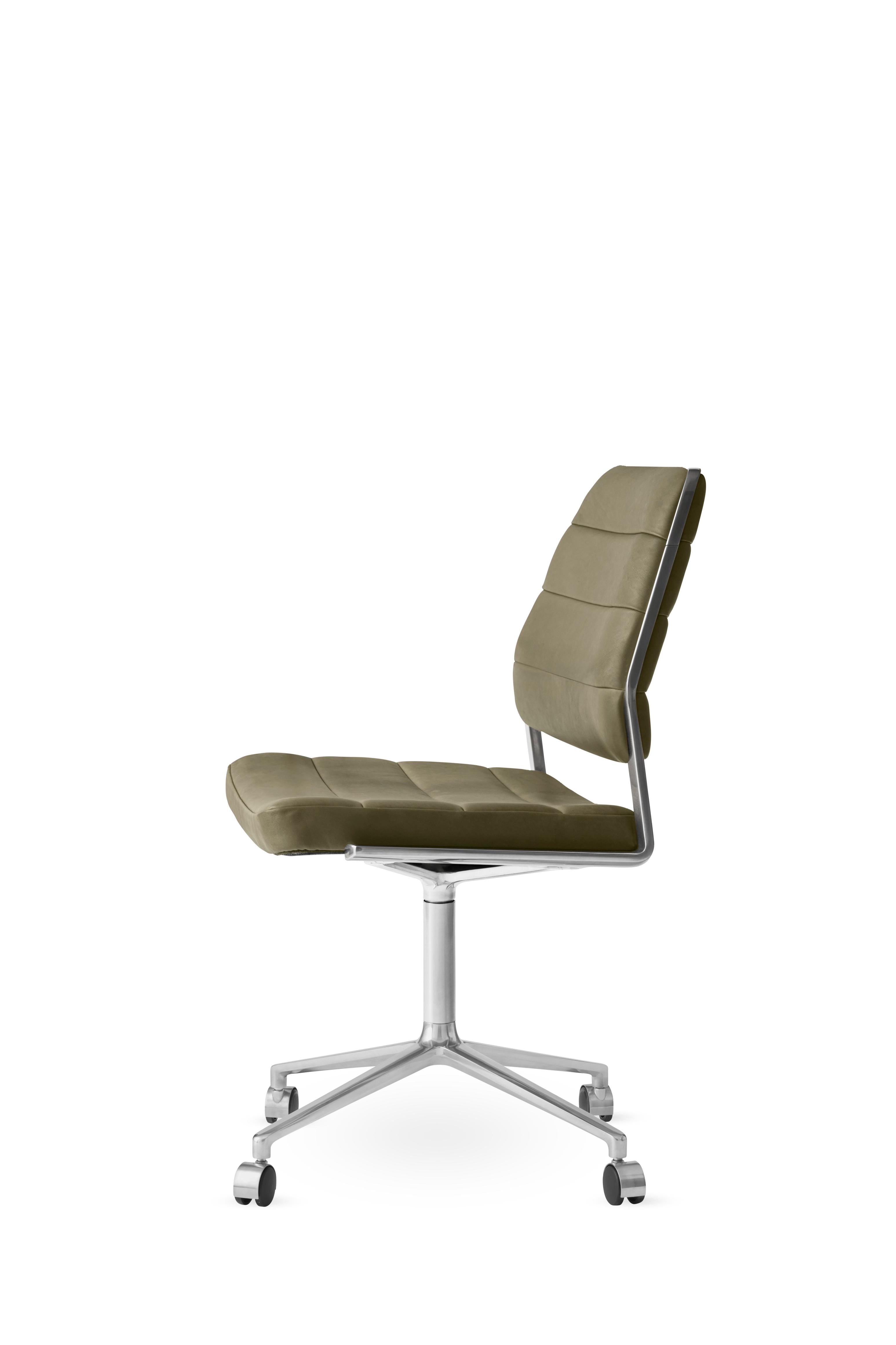 Office chair 454 green leather with a metal base