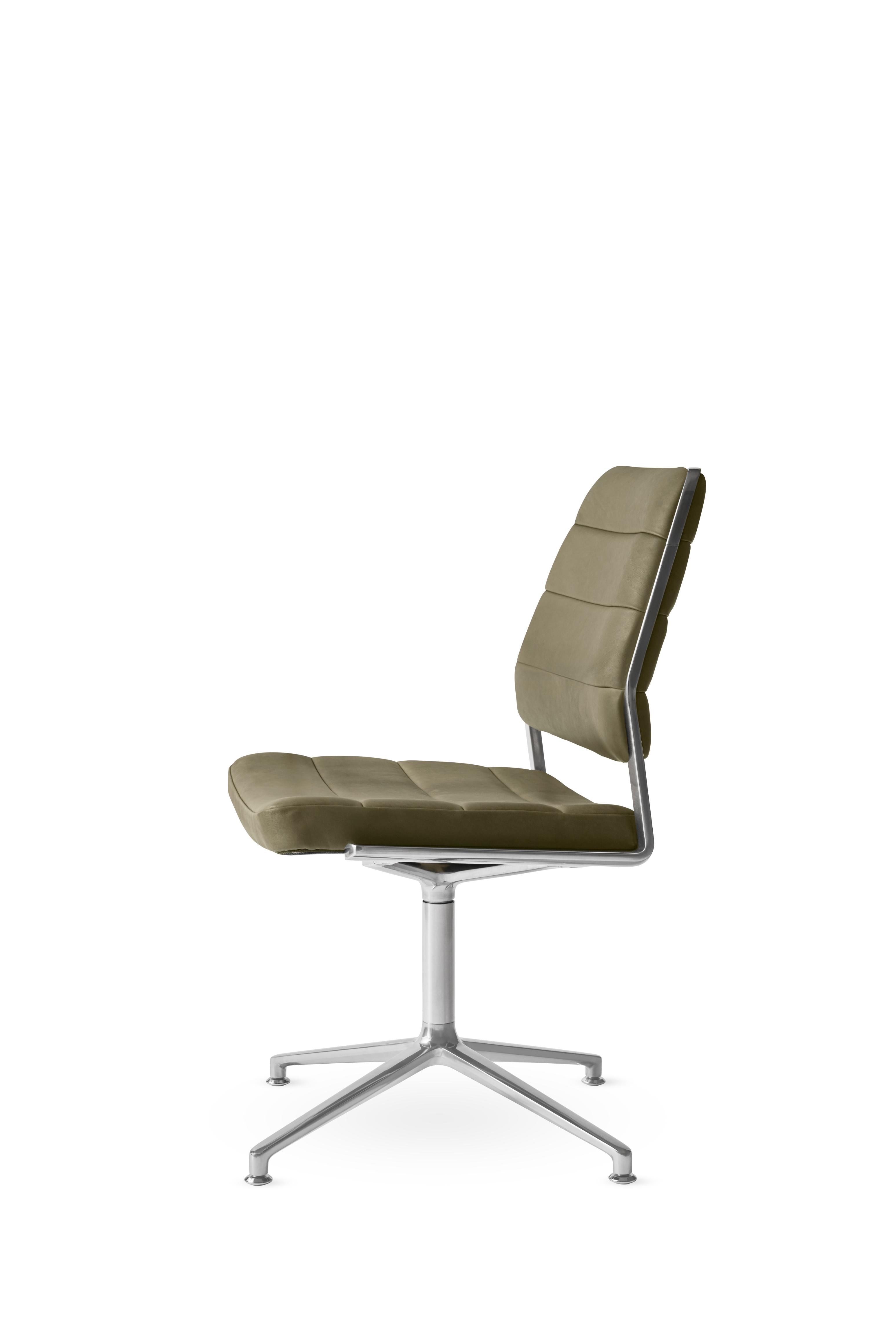 Office chair 454 green leather with a metal base