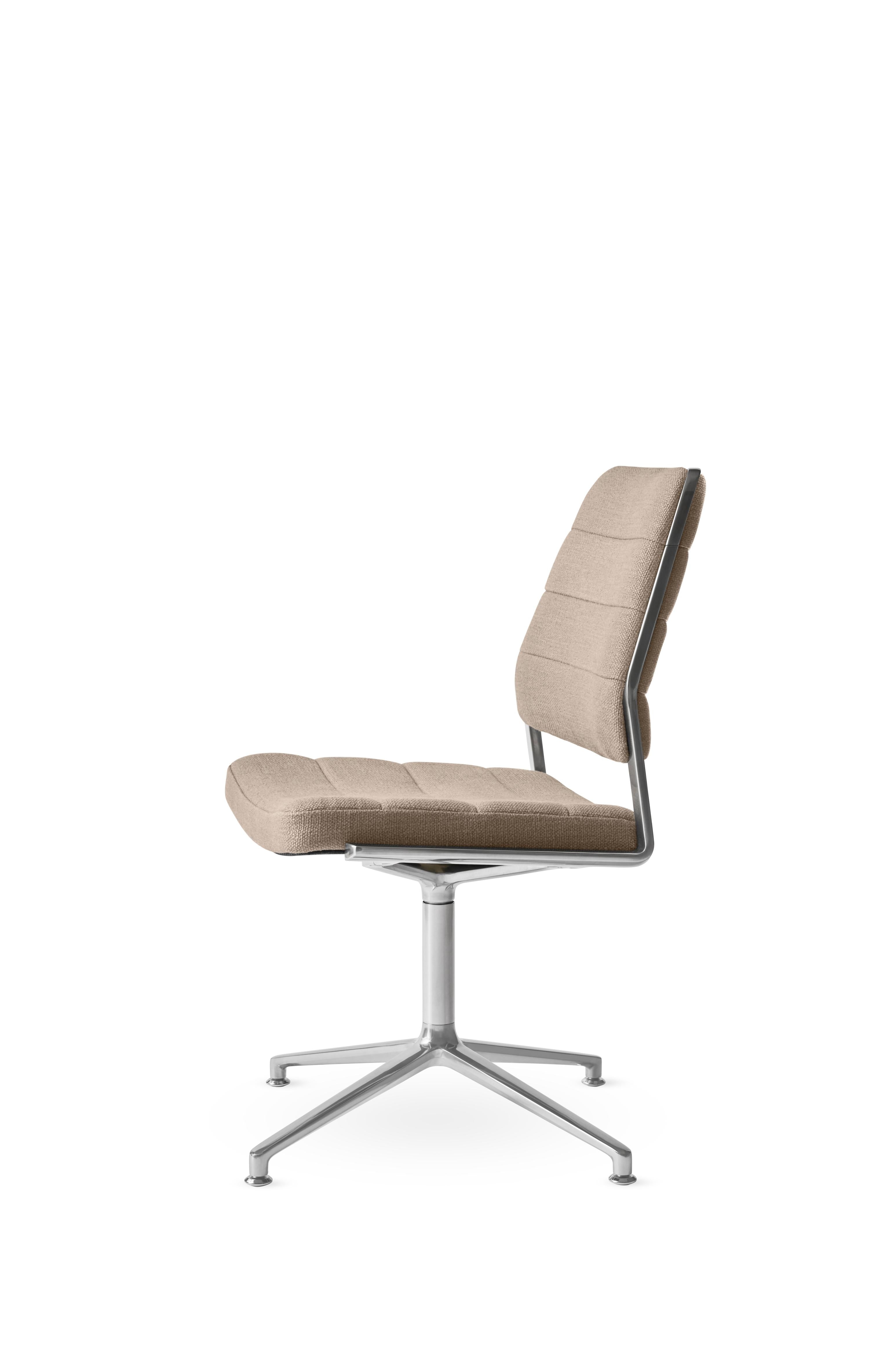 Office chair 454 in sandy fabric with a metal base.
