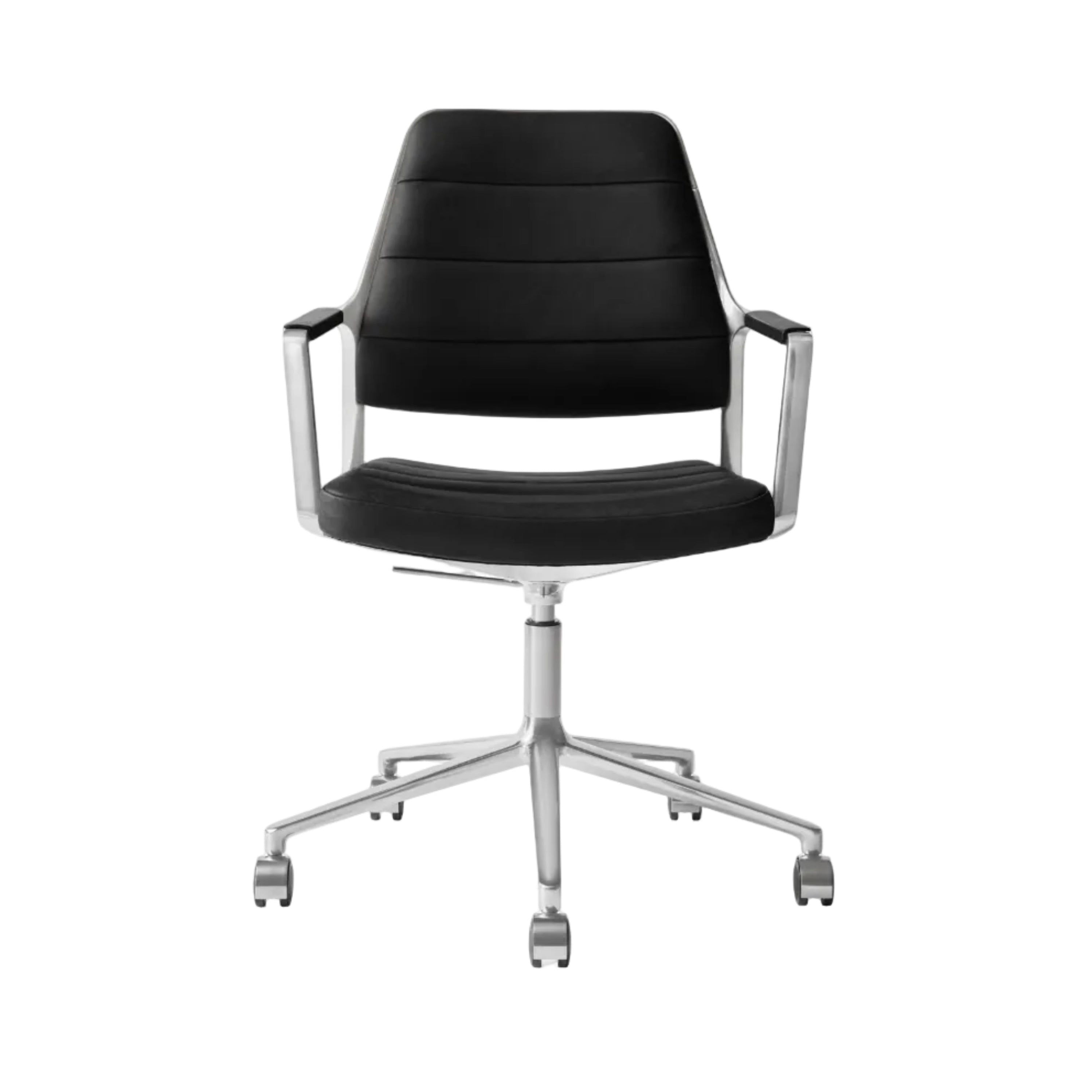 Office chair 455+ black leather with a metal base