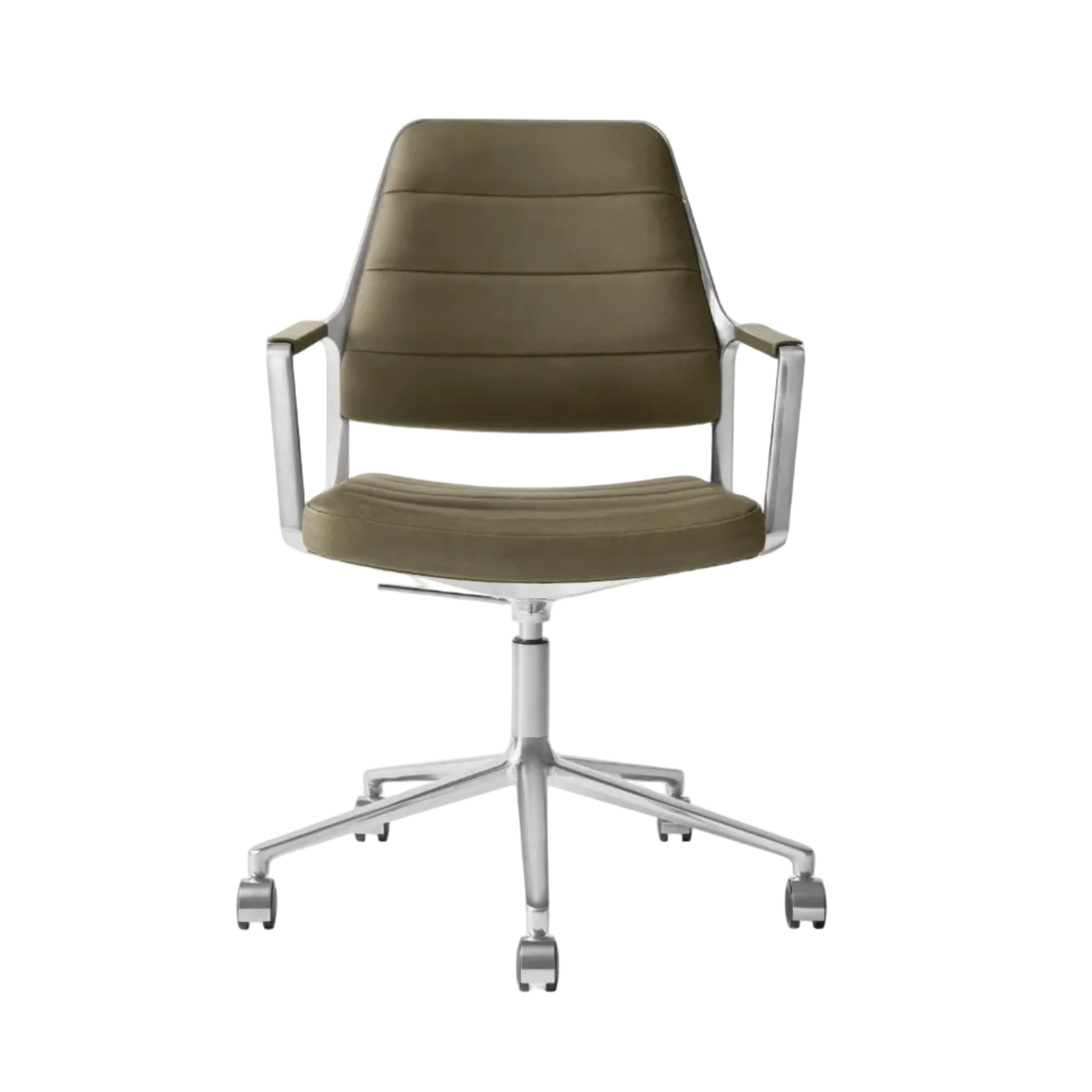 Office chair 455+ green leather with a metal base