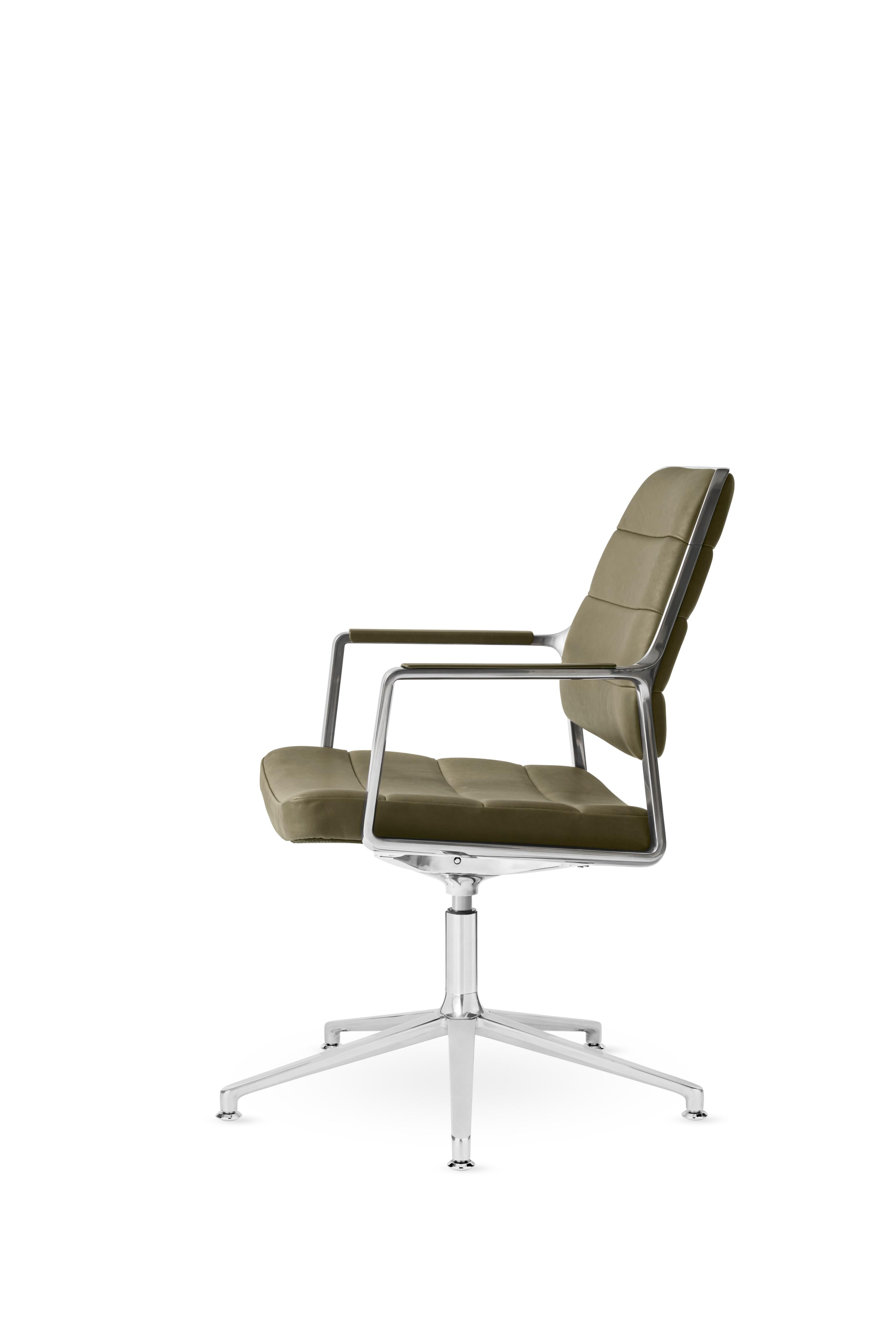 Office chair 455+ green leather with a metal base