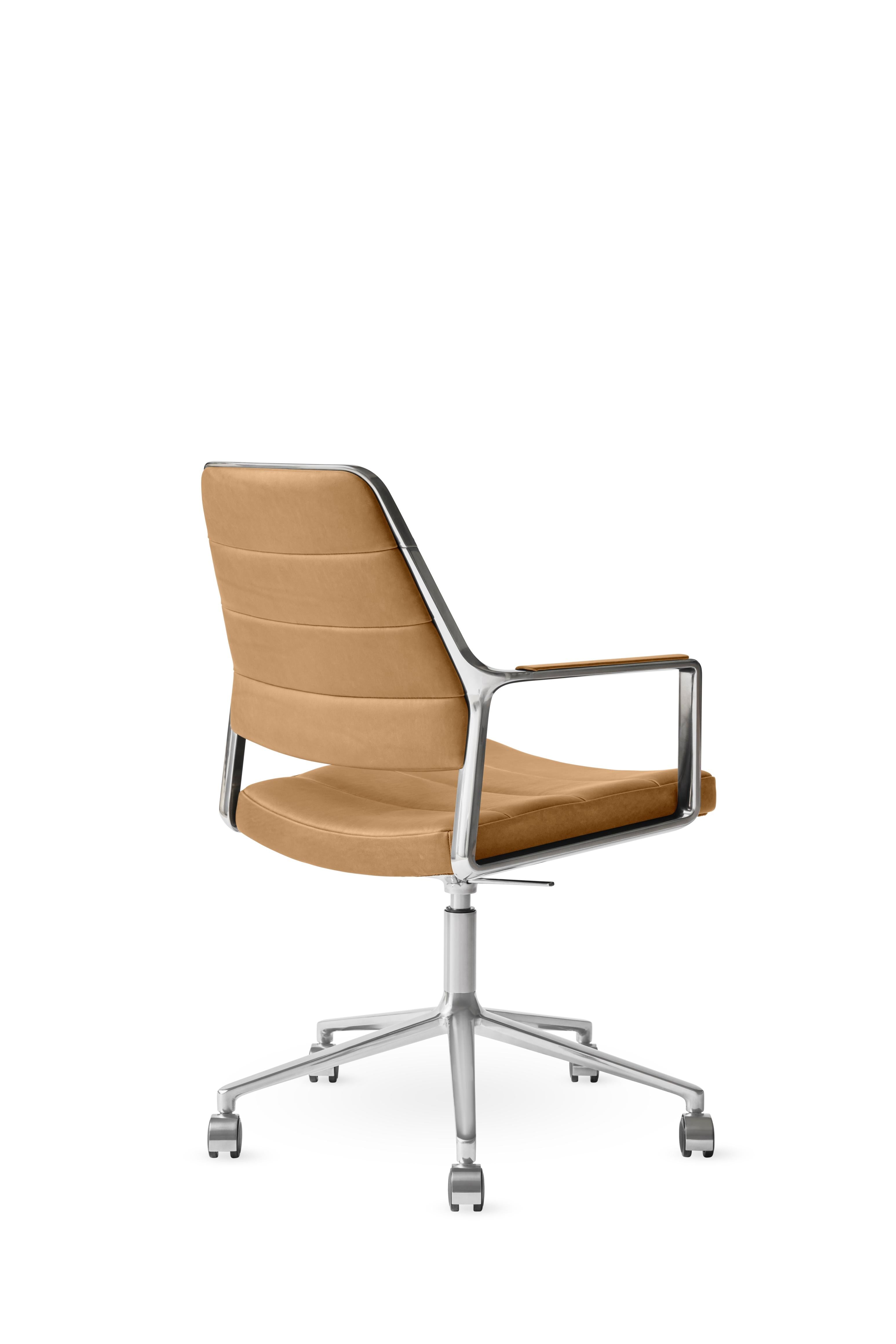 Office chair 455+ caramel leather with a metal base