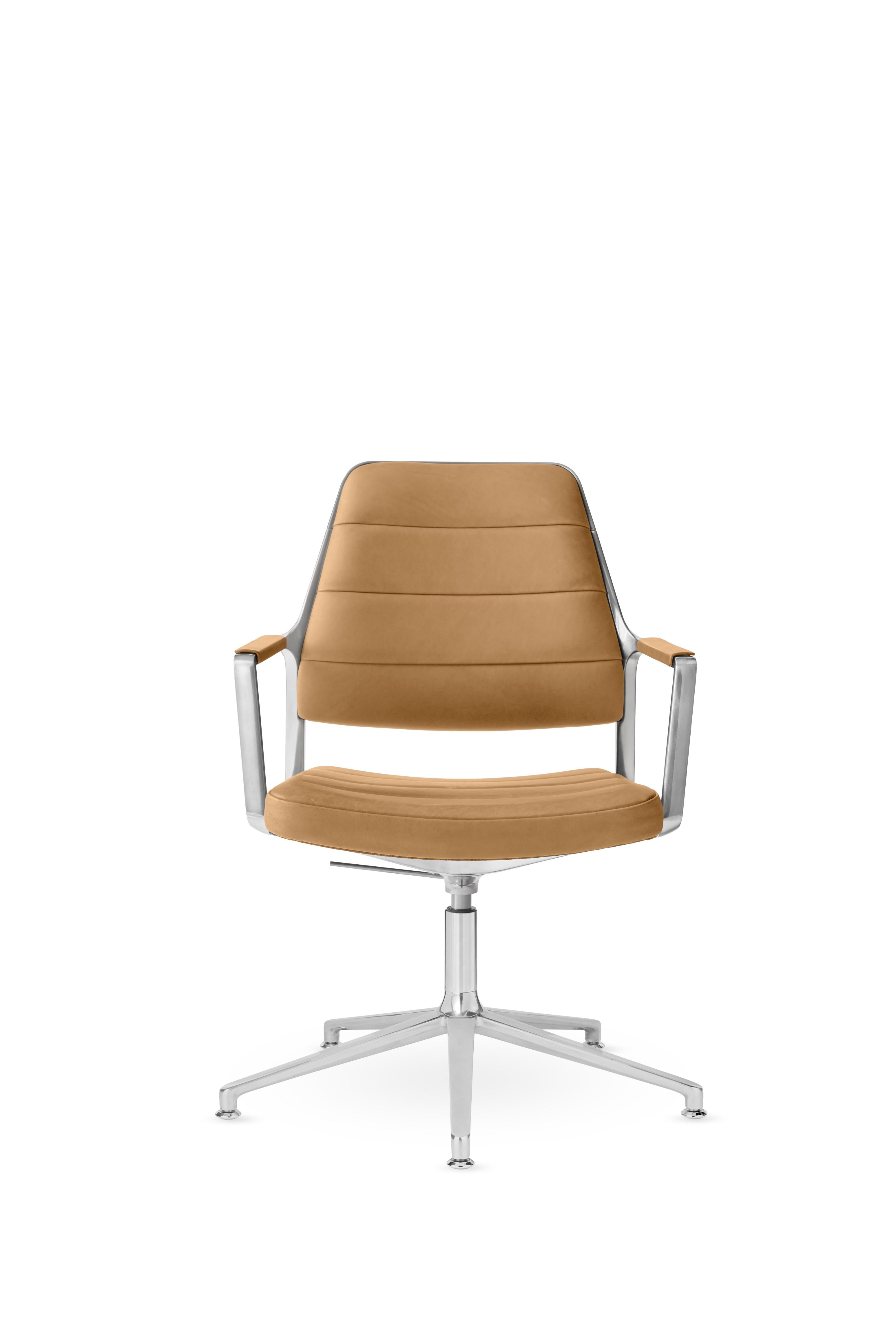 Office chair 455+ caramel leather with a metal base