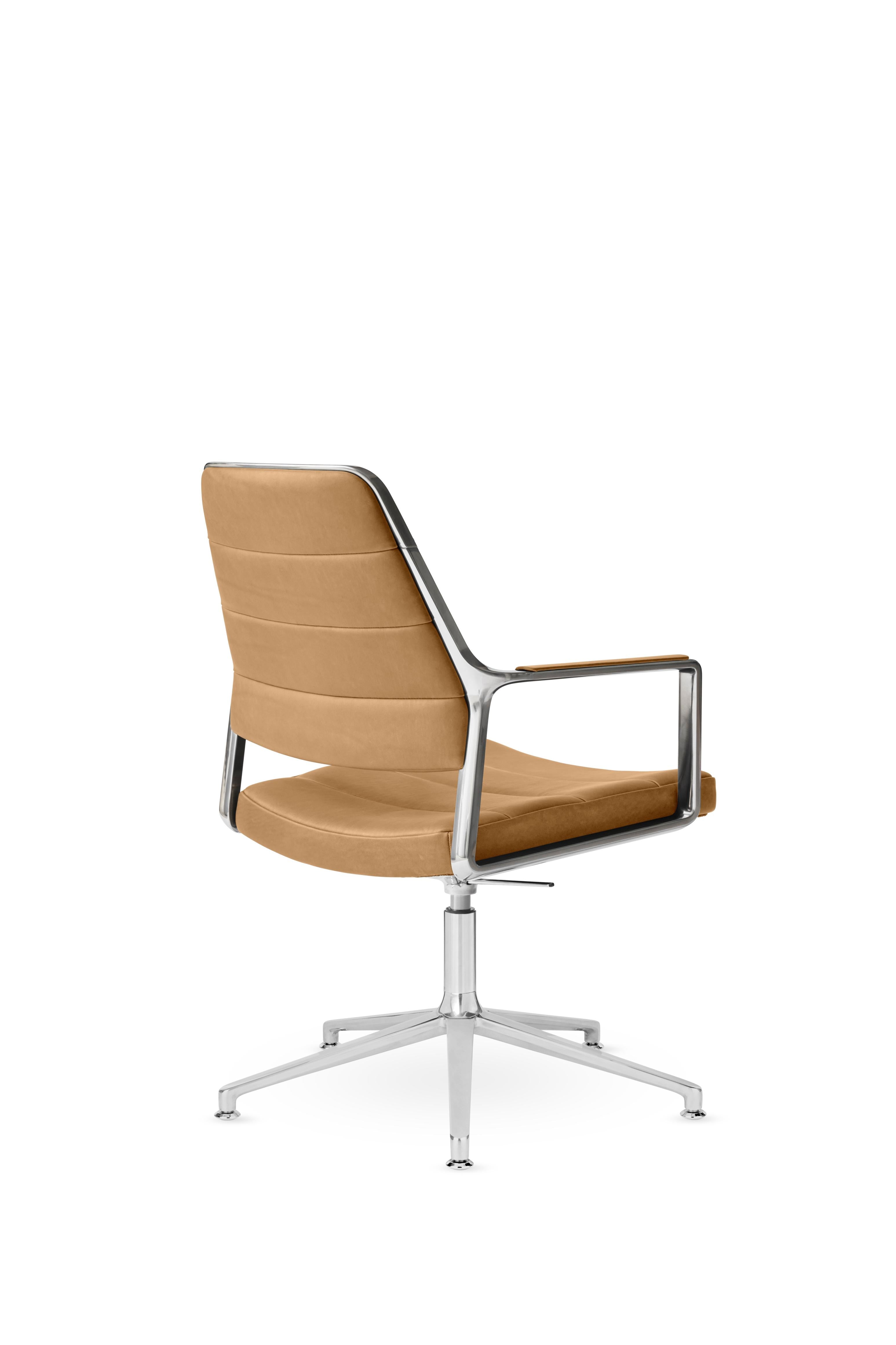 Office chair 455+ caramel leather with a metal base