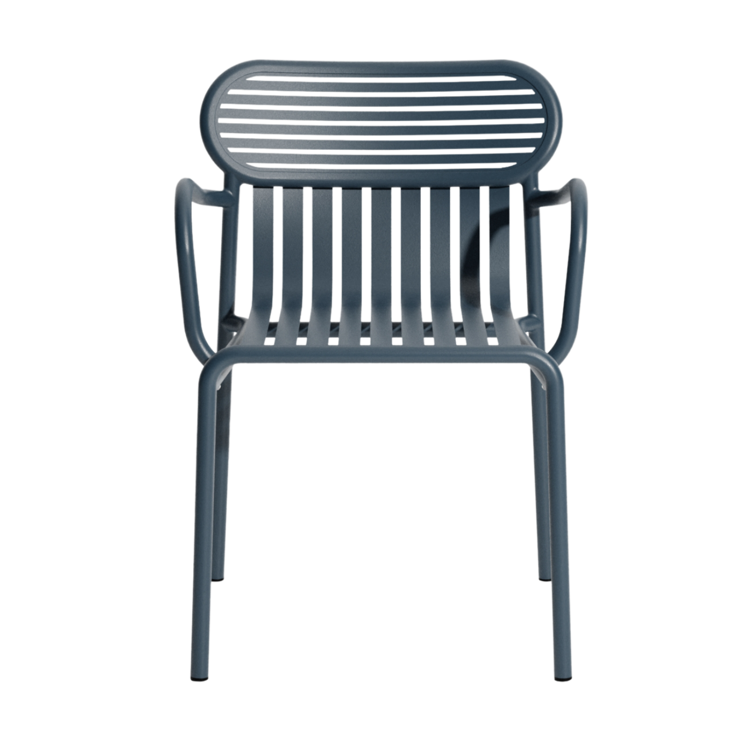 WEEK-END garden chair with armrests in gray-blue.