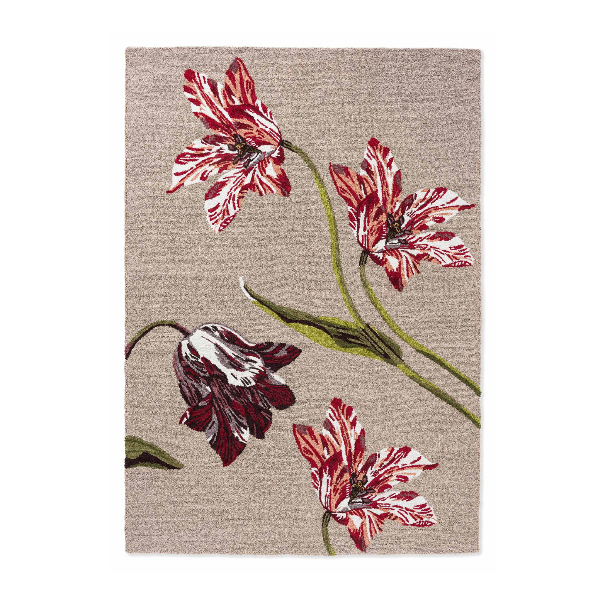 Outdoor rug Botanical Tulip Burgundy beige