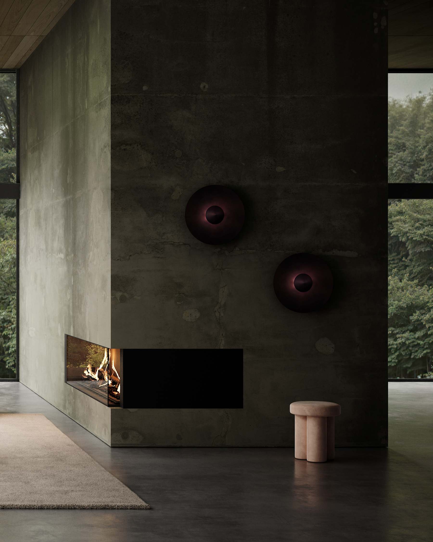 Big foot stool Nubuk leather [Klaudia]