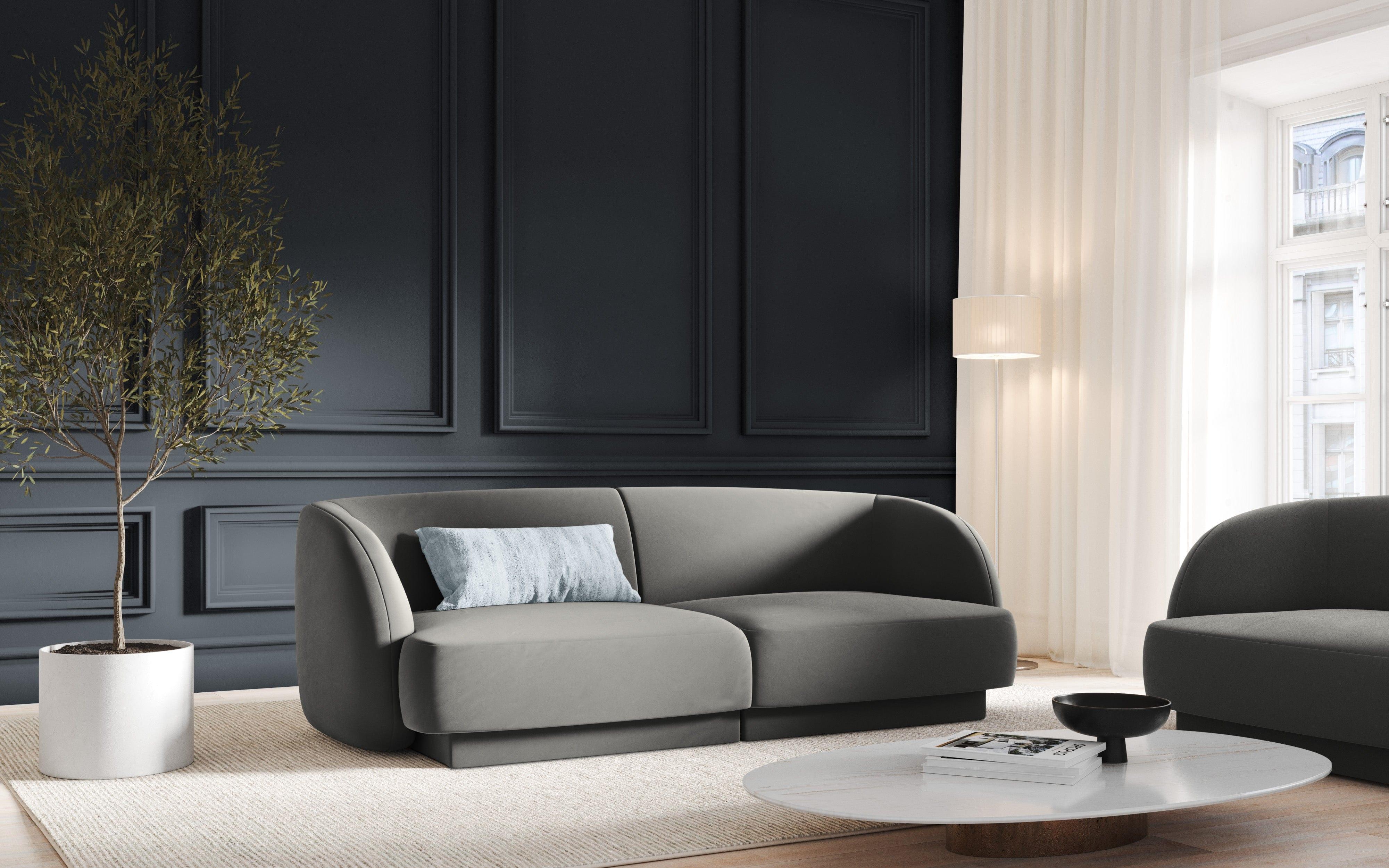 Sofa aksamitna 2-osobowa MILEY jasnoszary Micadoni    Eye on Design