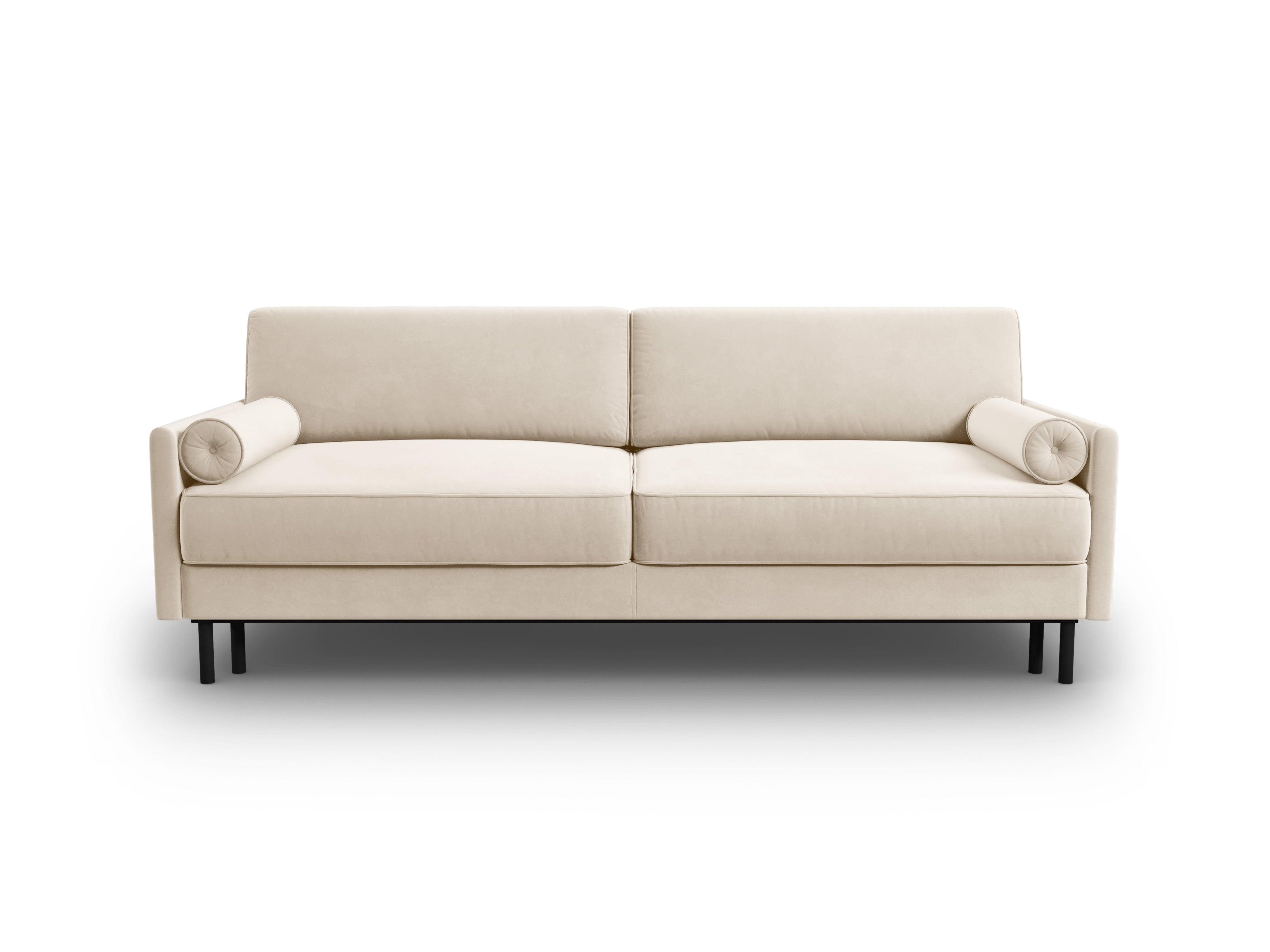 Sofa aksamitna z funkcją spania SCOTT jasnobeżowy Micadoni    Eye on Design