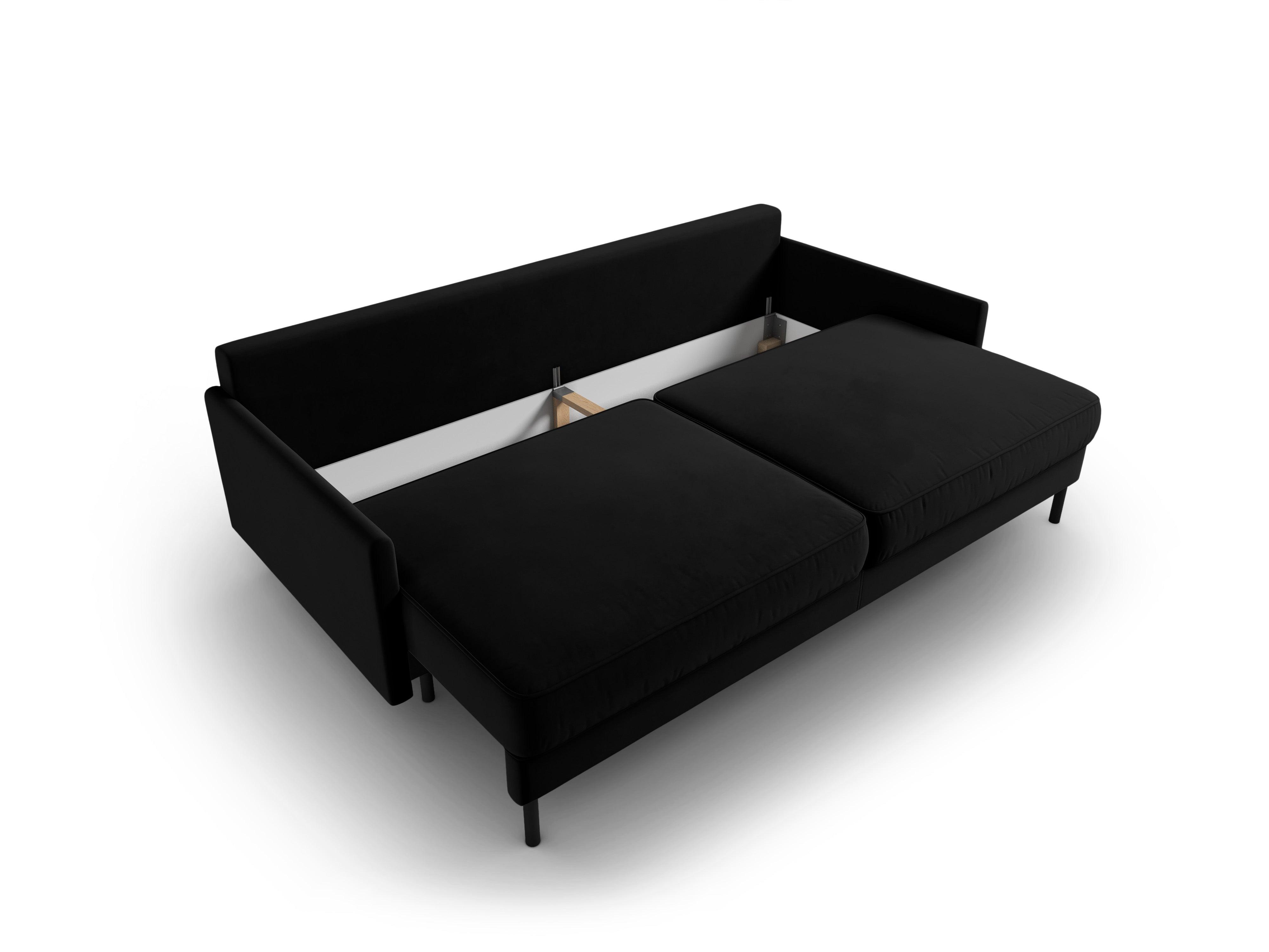 Sofa aksamitna z funkcją spania SCOTT czarny Micadoni    Eye on Design