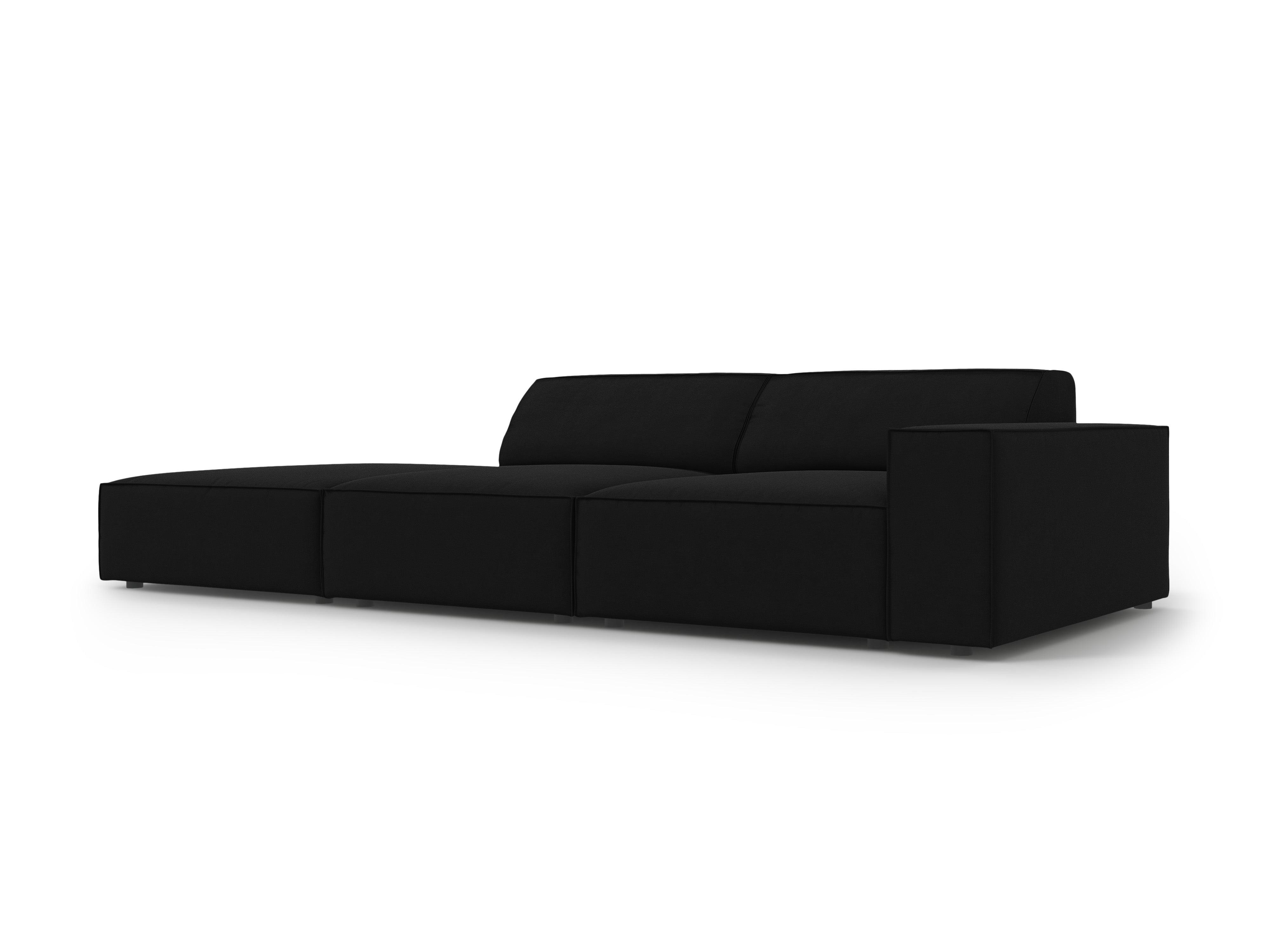 Sofa aksamitna lewostronna 3-osobowa JODIE czarny Micadoni    Eye on Design