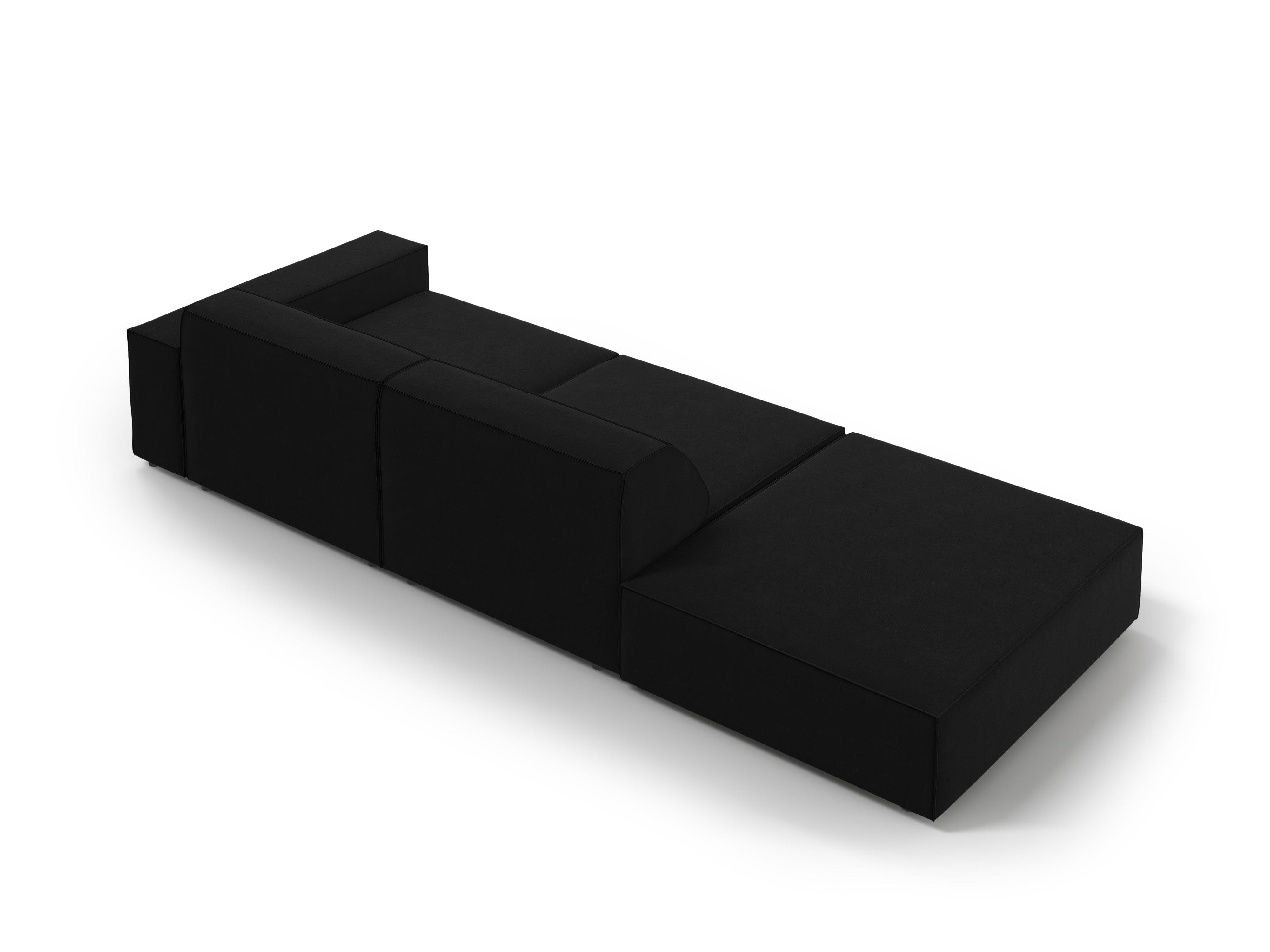 Sofa aksamitna lewostronna 3-osobowa JODIE czarny Micadoni    Eye on Design
