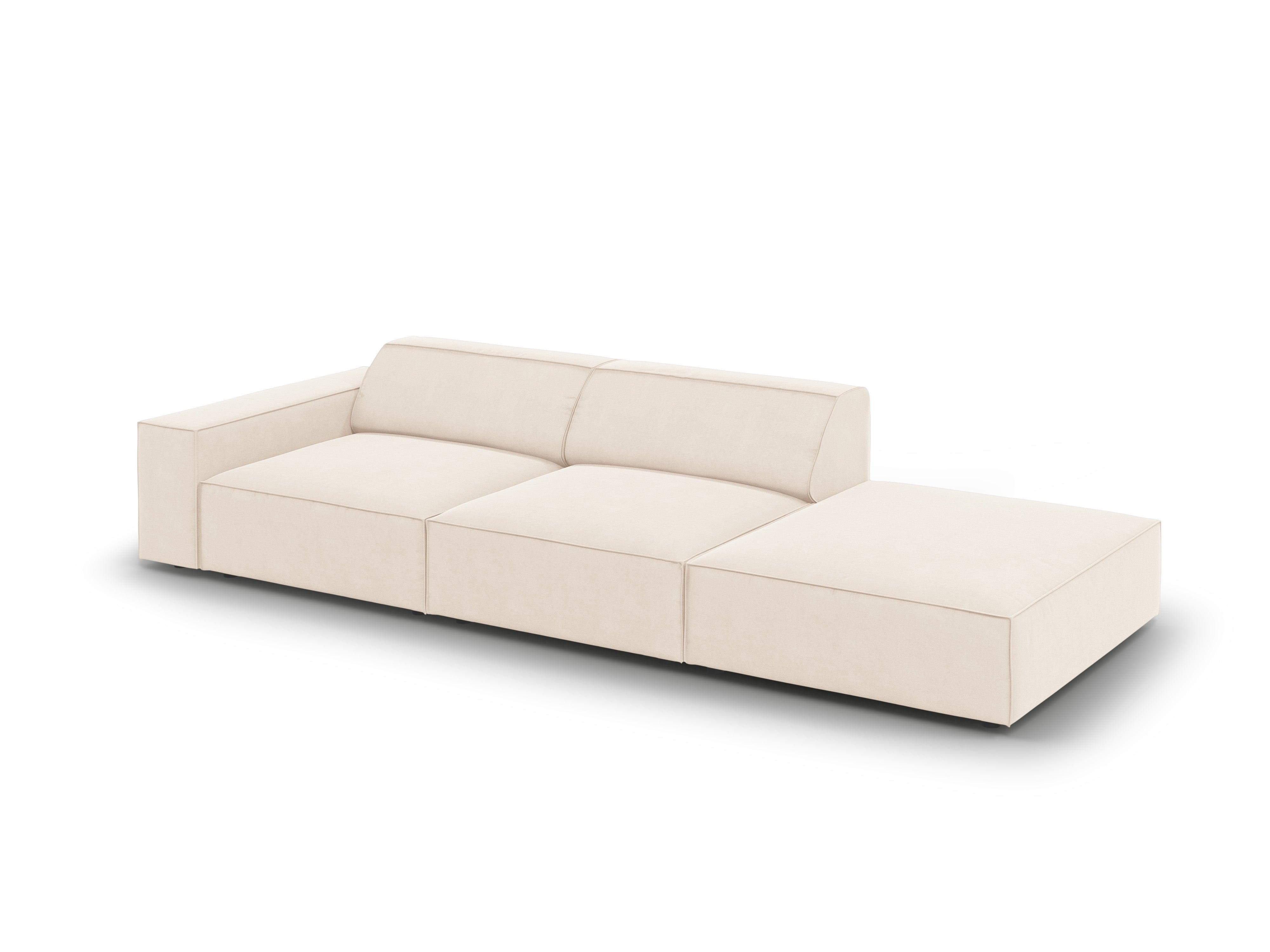 Sofa aksamitna prawostronna 3-osobowa JODIE jasnobeżowy Micadoni    Eye on Design