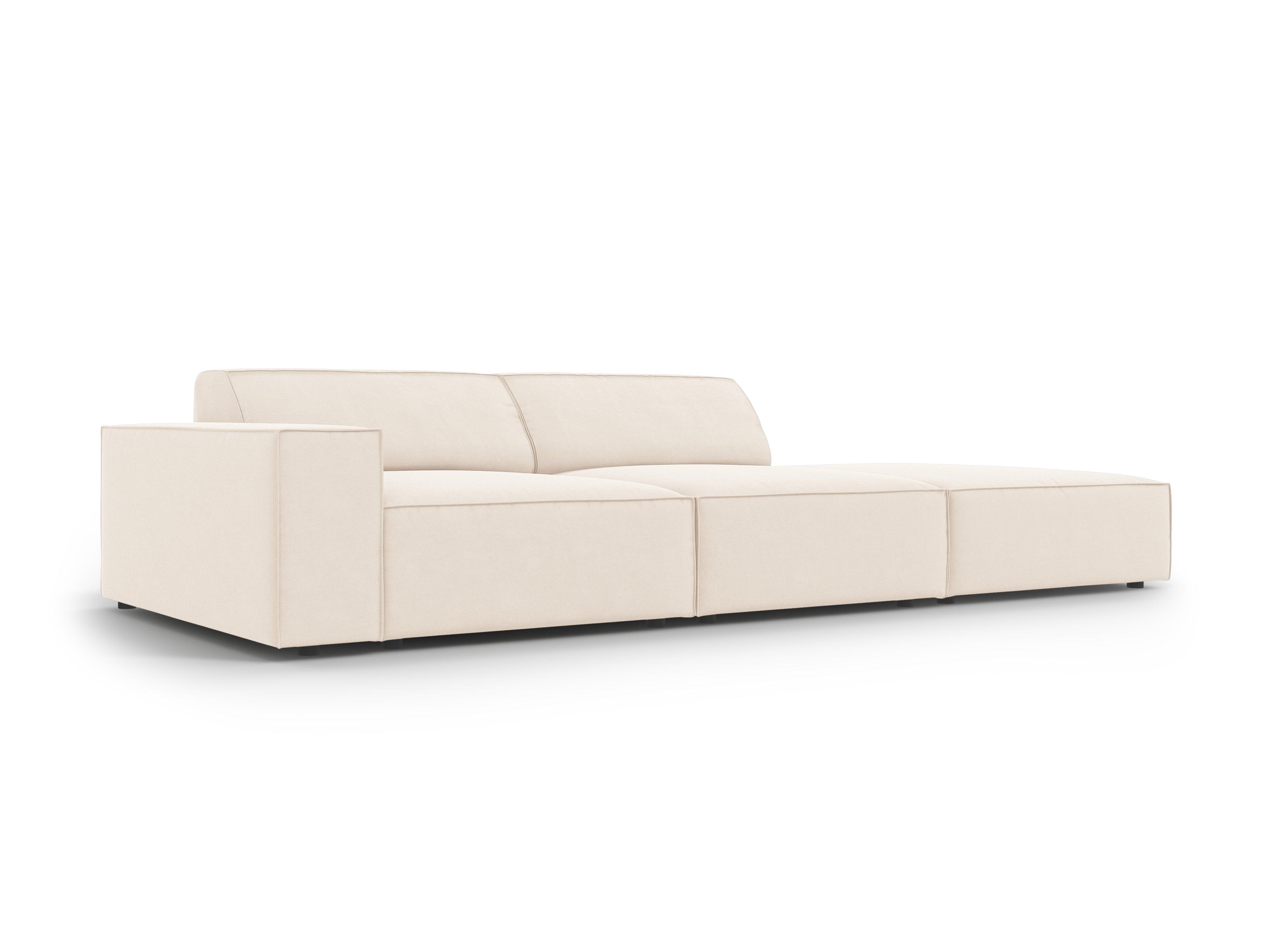 Sofa aksamitna prawostronna 3-osobowa JODIE jasnobeżowy Micadoni    Eye on Design
