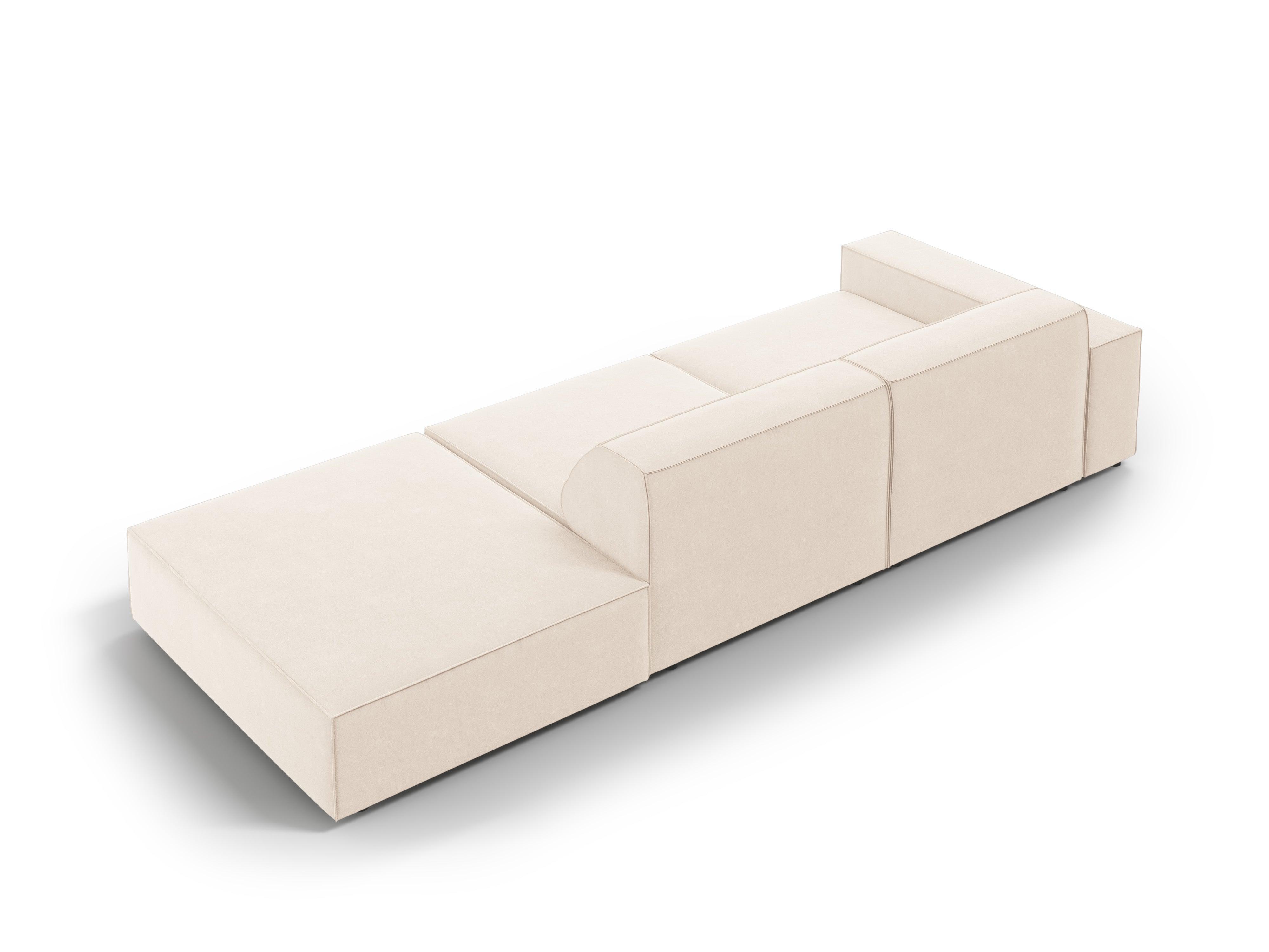 Sofa aksamitna prawostronna 3-osobowa JODIE jasnobeżowy Micadoni    Eye on Design