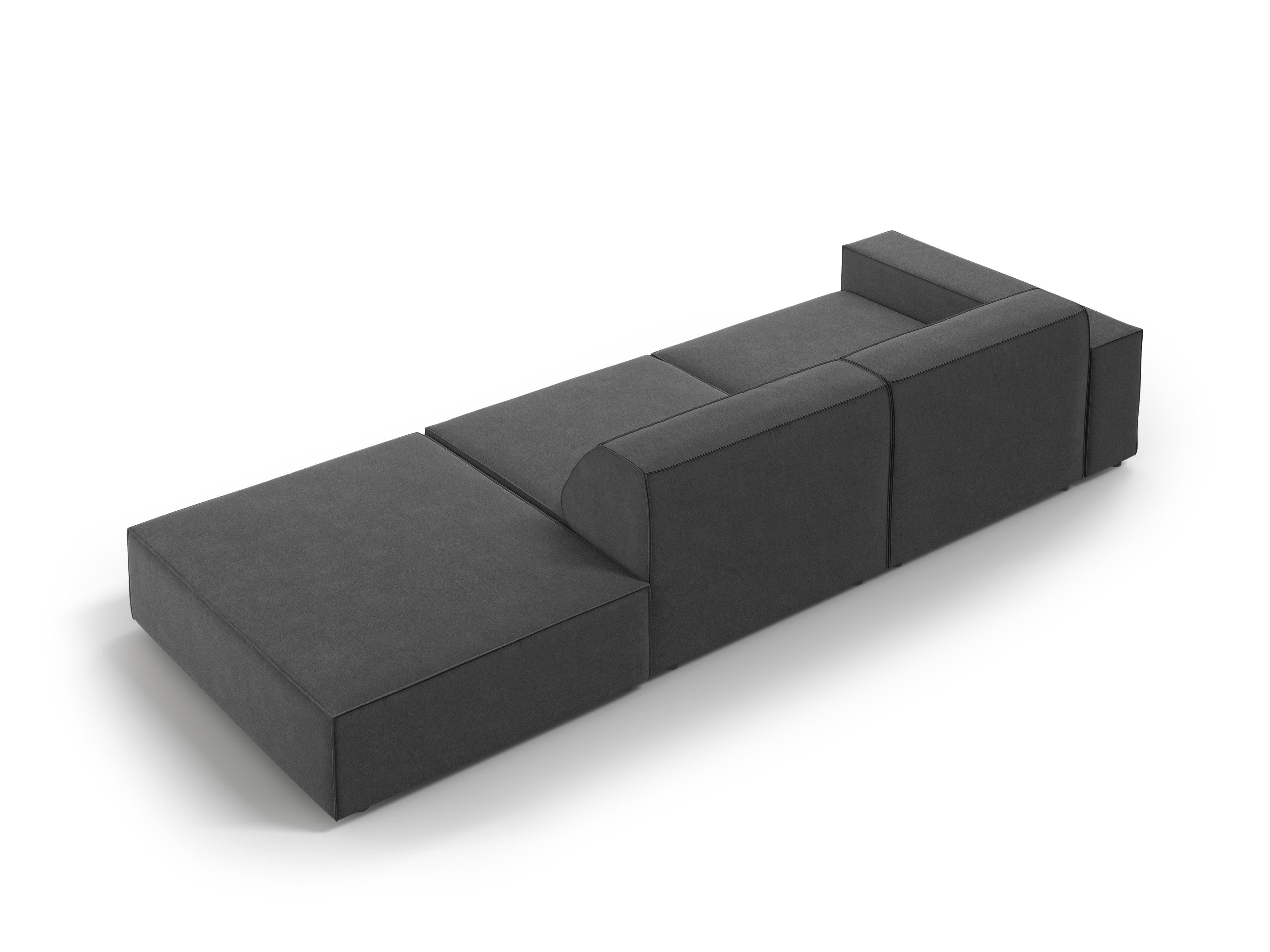 Sofa aksamitna prawostronna 3-osobowa JODIE ciemnoszary Micadoni    Eye on Design